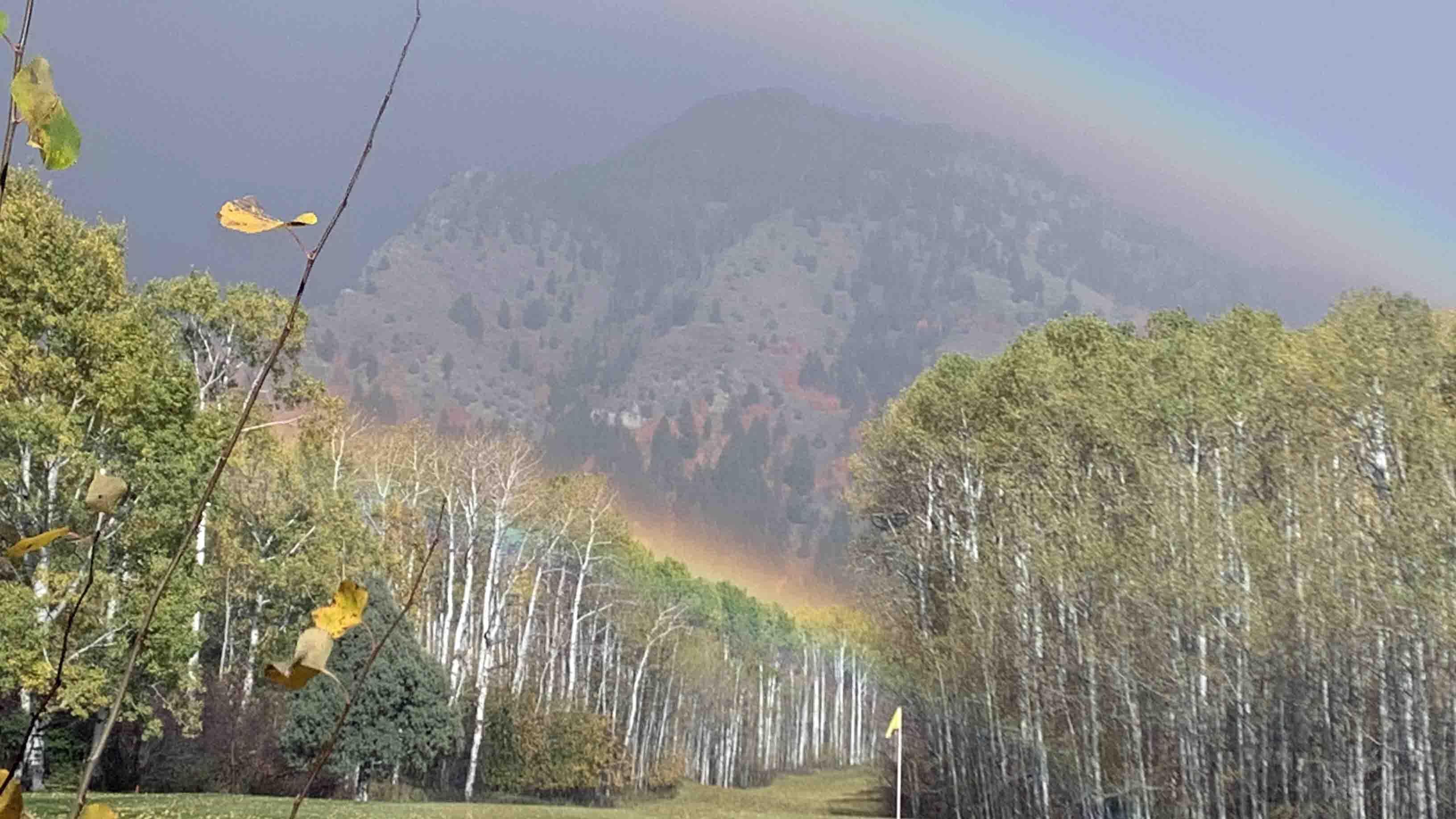 Rainbows over the 5th tee at Aspen Hills Golf Course In Star Valley Ranch, Wyoming on Oct. 1, 2023