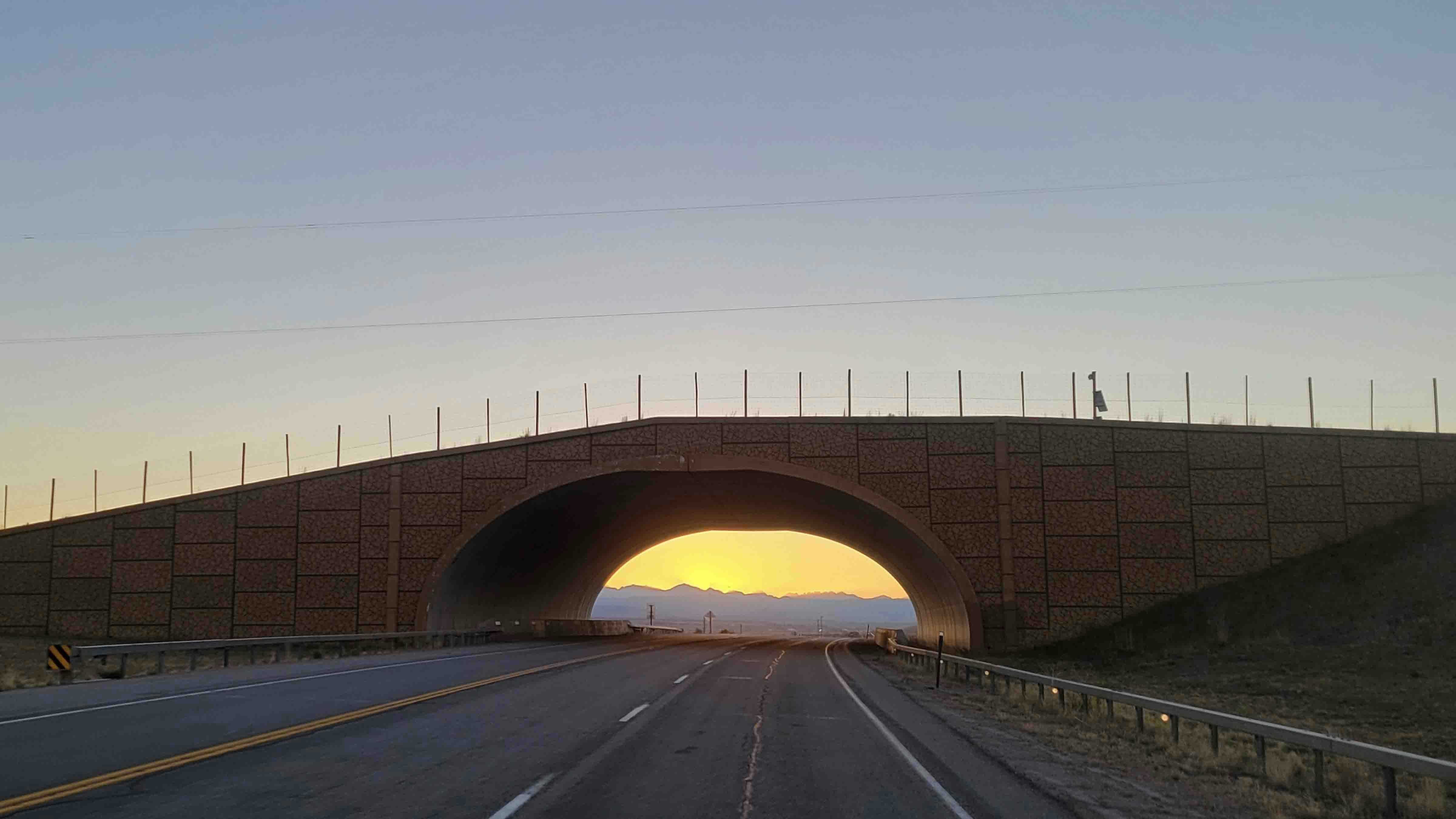 "Stopped on Highway 191 near Cora, Wyoming, to catch the sunrise over the Winds."