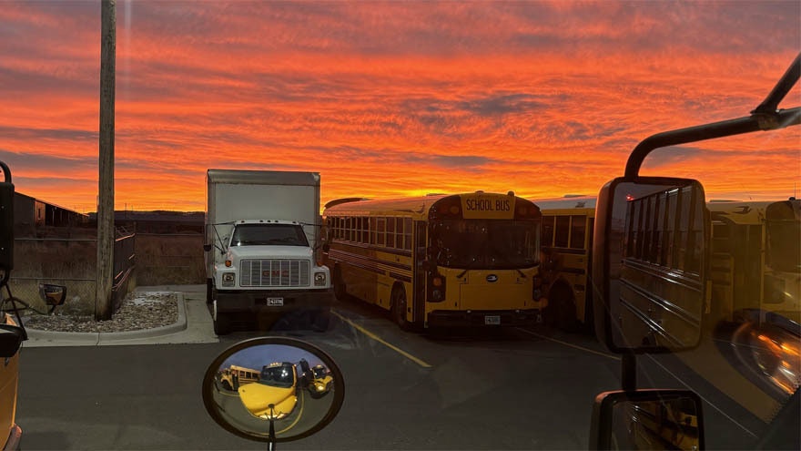 "Friday morning sunrise in Laramie while waiting to go to work."