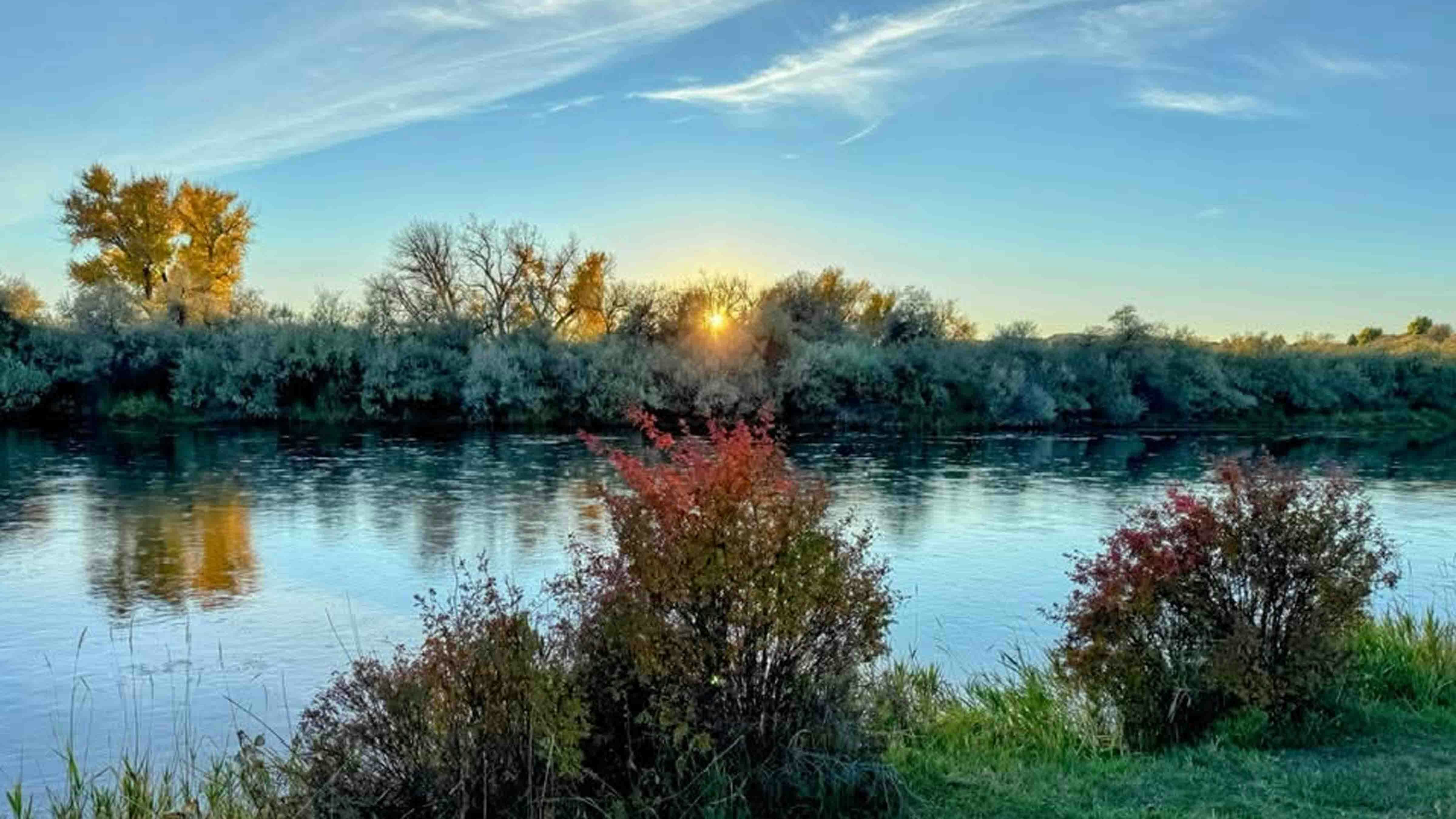 "Fall sunset and autumn colors. North of Thermopolis on Bighorn River"