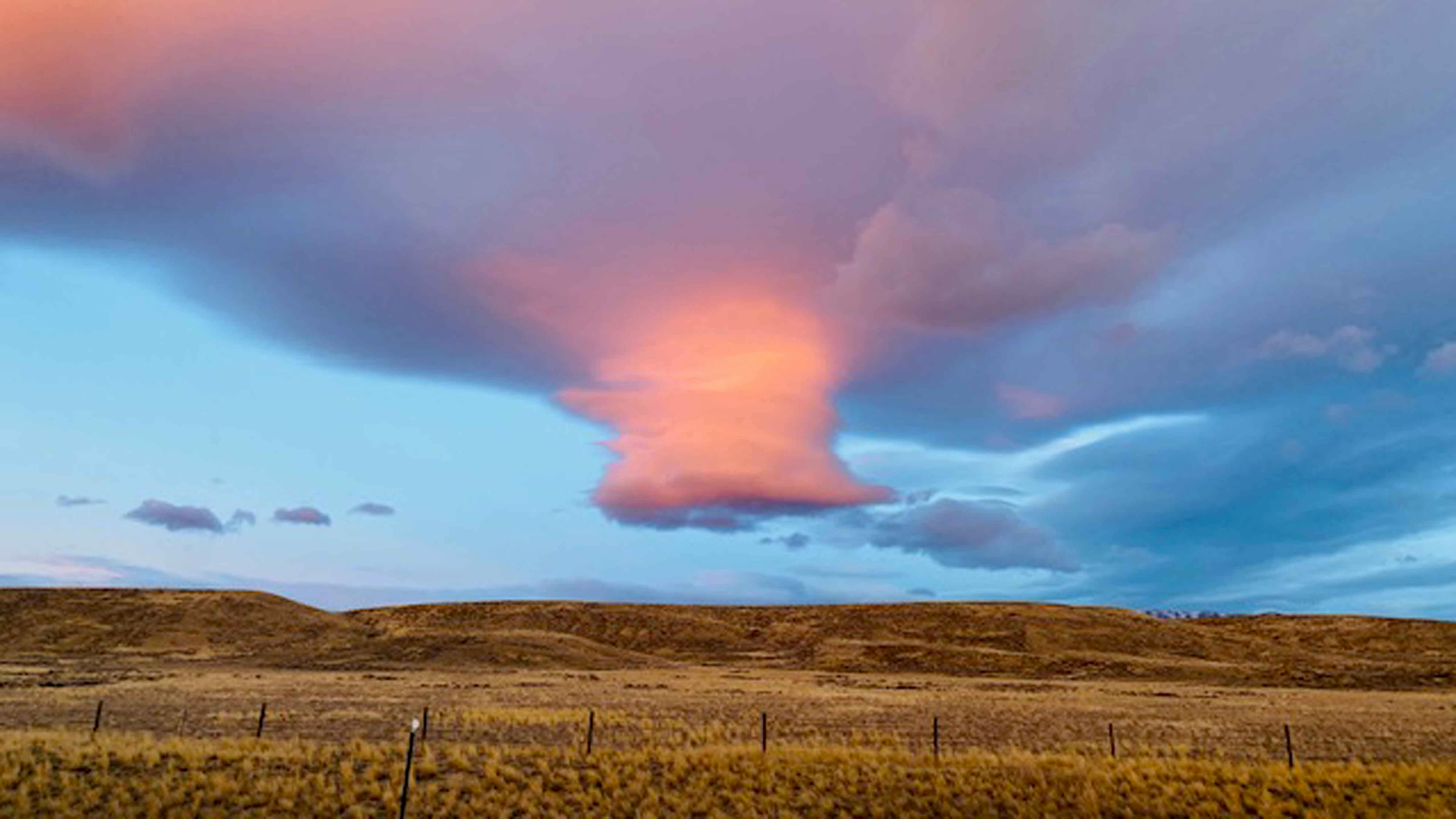 "Heading north through Clark this morning. Caught sunrise reflection in this amazing cloud formation."