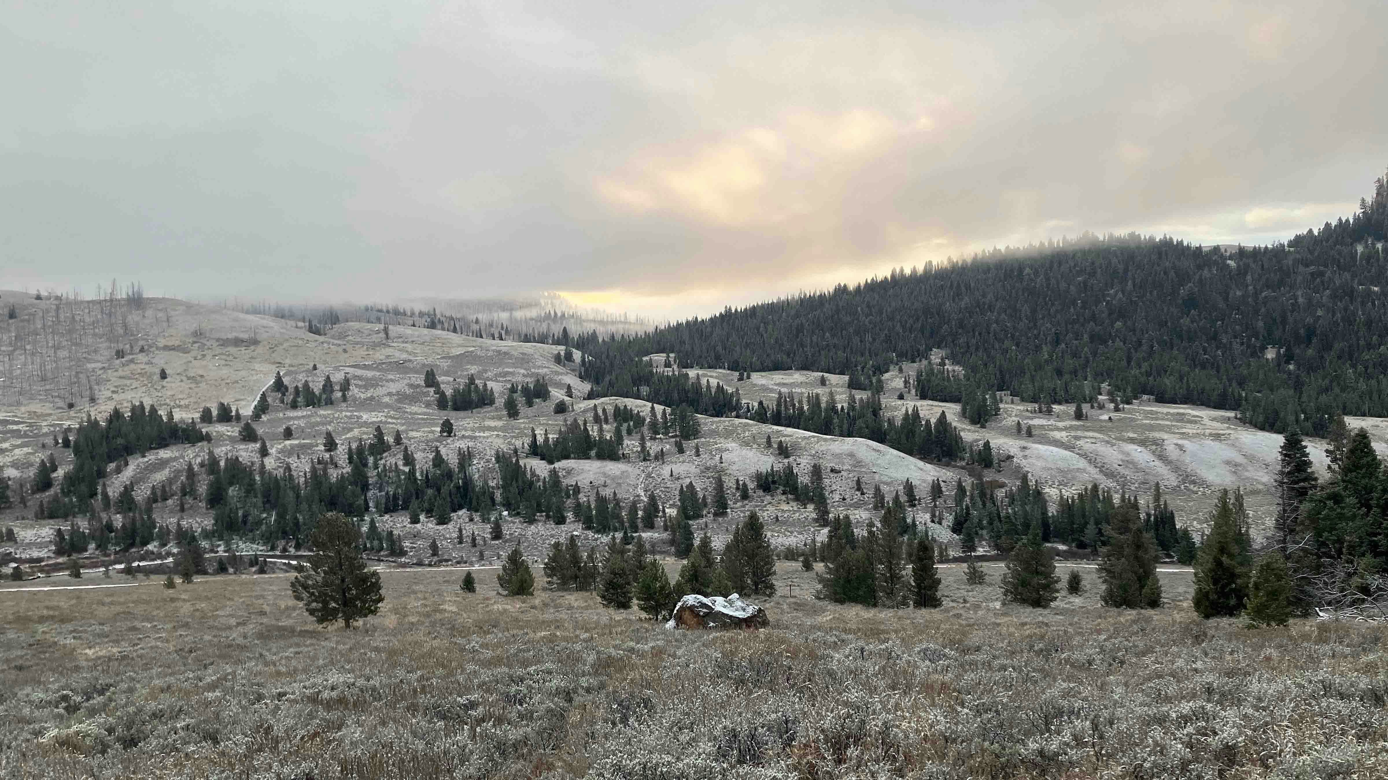 Sunrise at Hoback Canyon. "This picture is special to me because my little brother shot his elk right there that morning!"