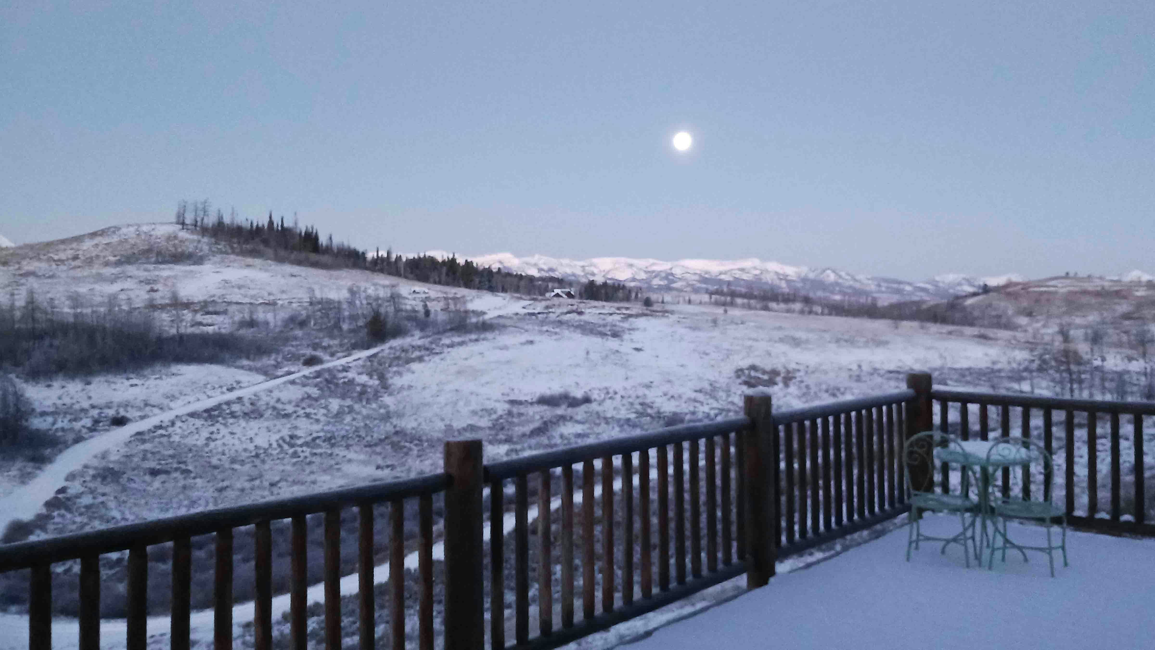 Moon setting over the Gros Ventre Mountains in Bondurant on Nov 27.
