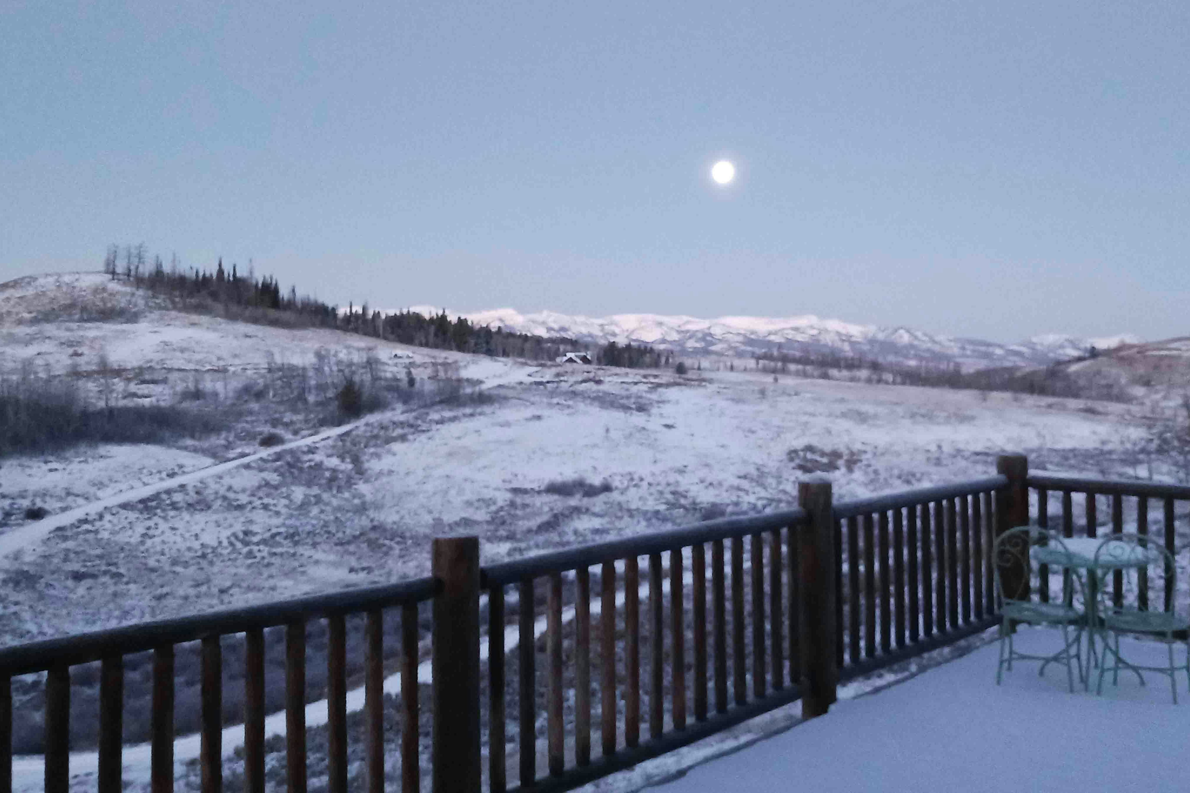 Moon setting over the Gros Ventre Mountains in Bondurant on Nov 27.