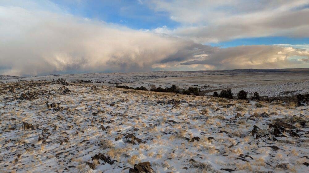 "Snow squall over the basin."