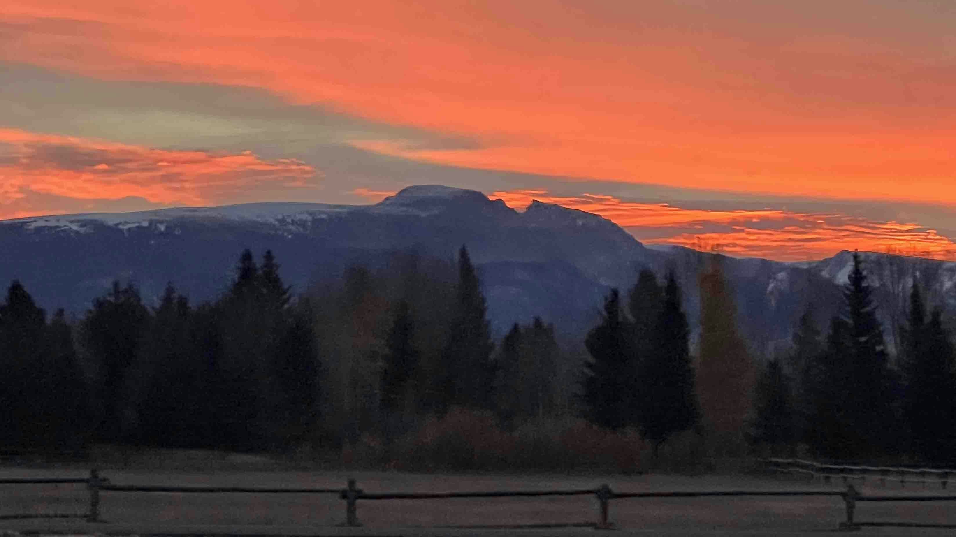 Sunrise over Sleeping Indian in Teton County