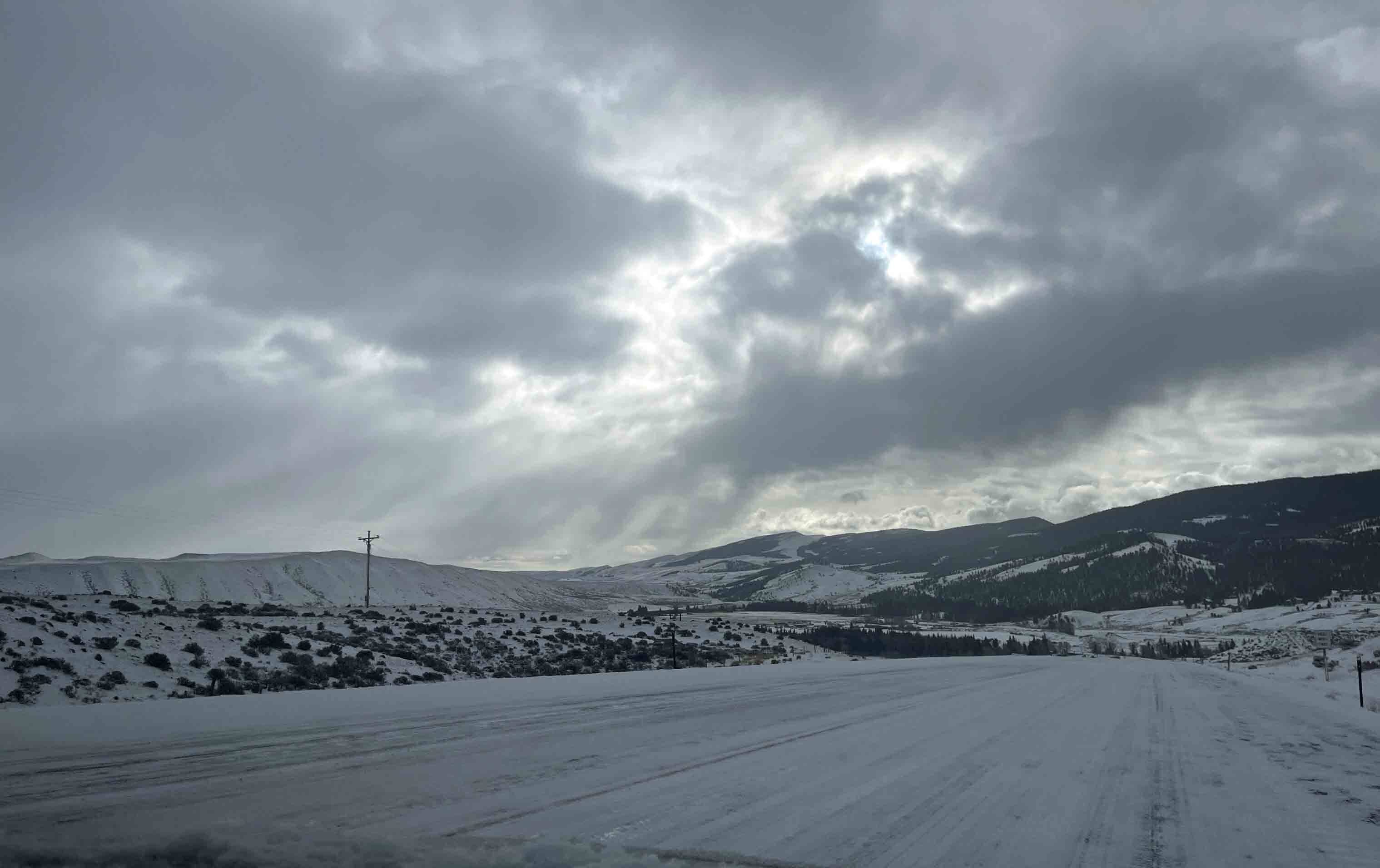 "Snow-covered Continental Divide on Togwotee Pass"