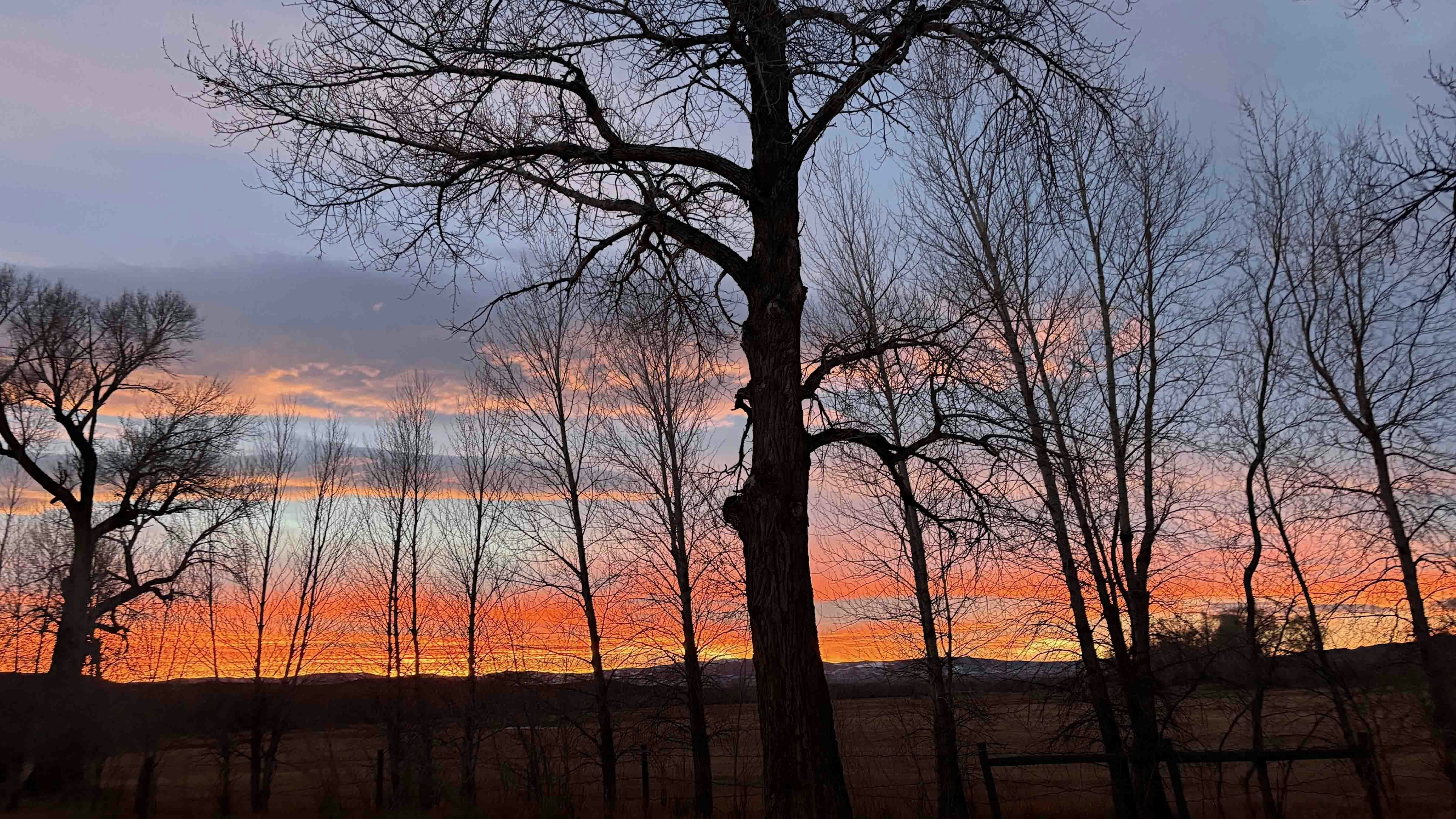 "Sunset outside Encampment at 1-11 Ranch"