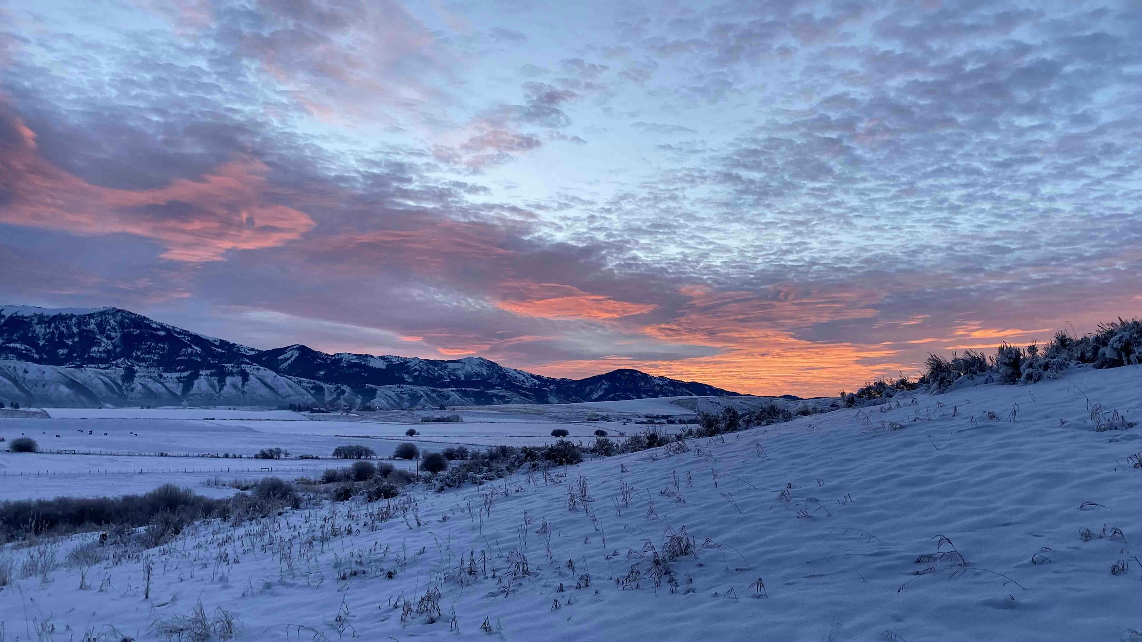 Sunrise on Crow Creek Road in Fairview, Wyoming, on Dec 19, 2023.