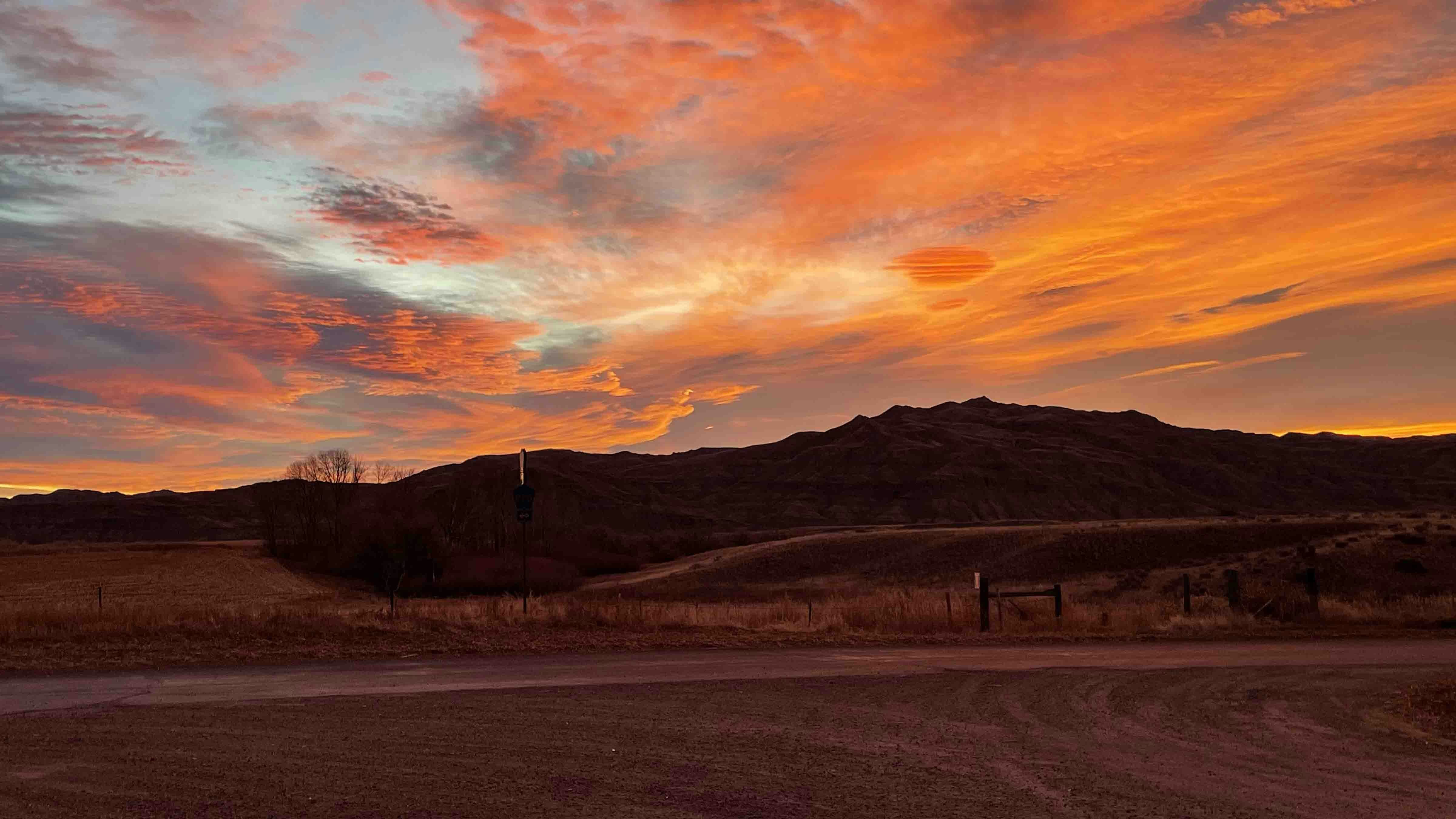 Sunrise between Cody and Powell, Wyoming.