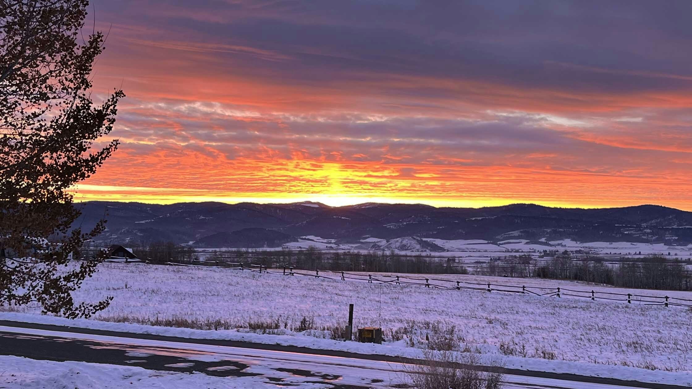 Sunset, Caribou Range looking west from Star Valley, Wyoming