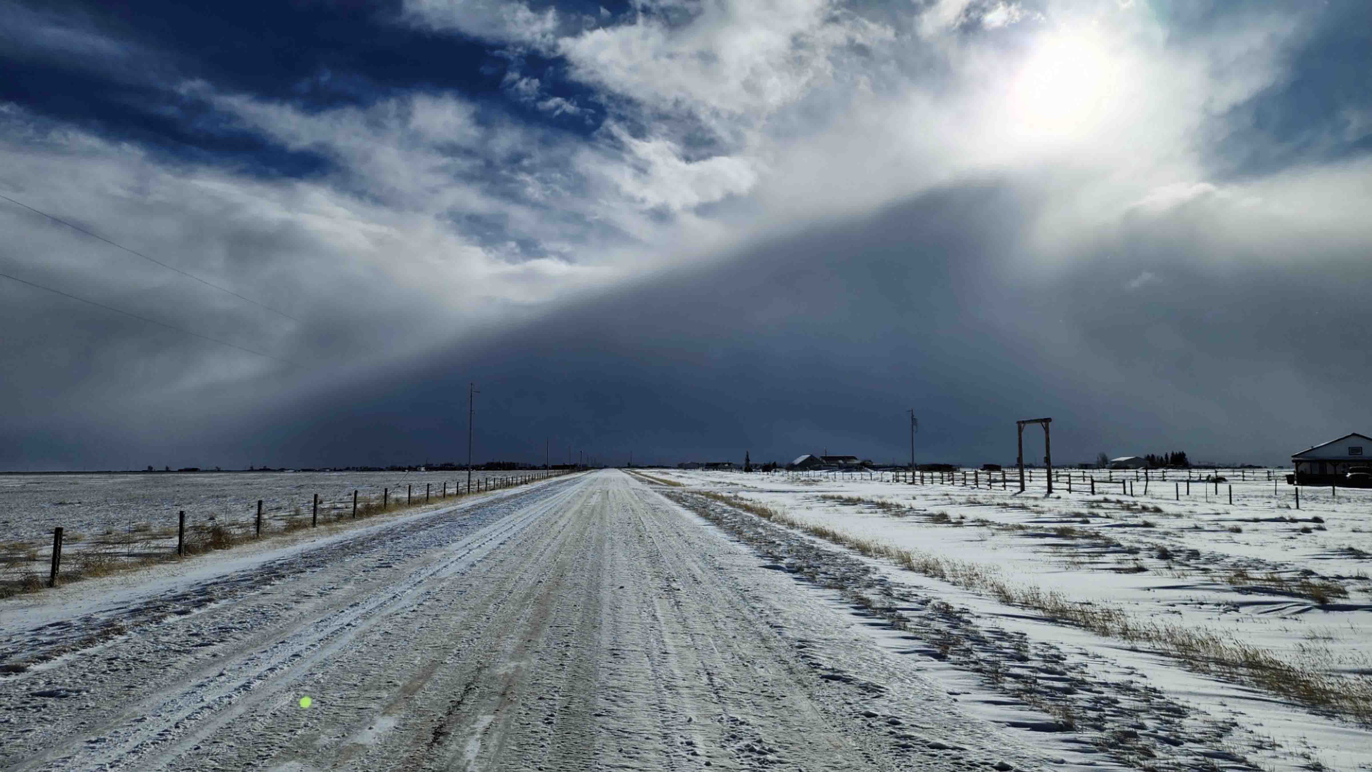 A snow squall moves over Harmony, Wyoming