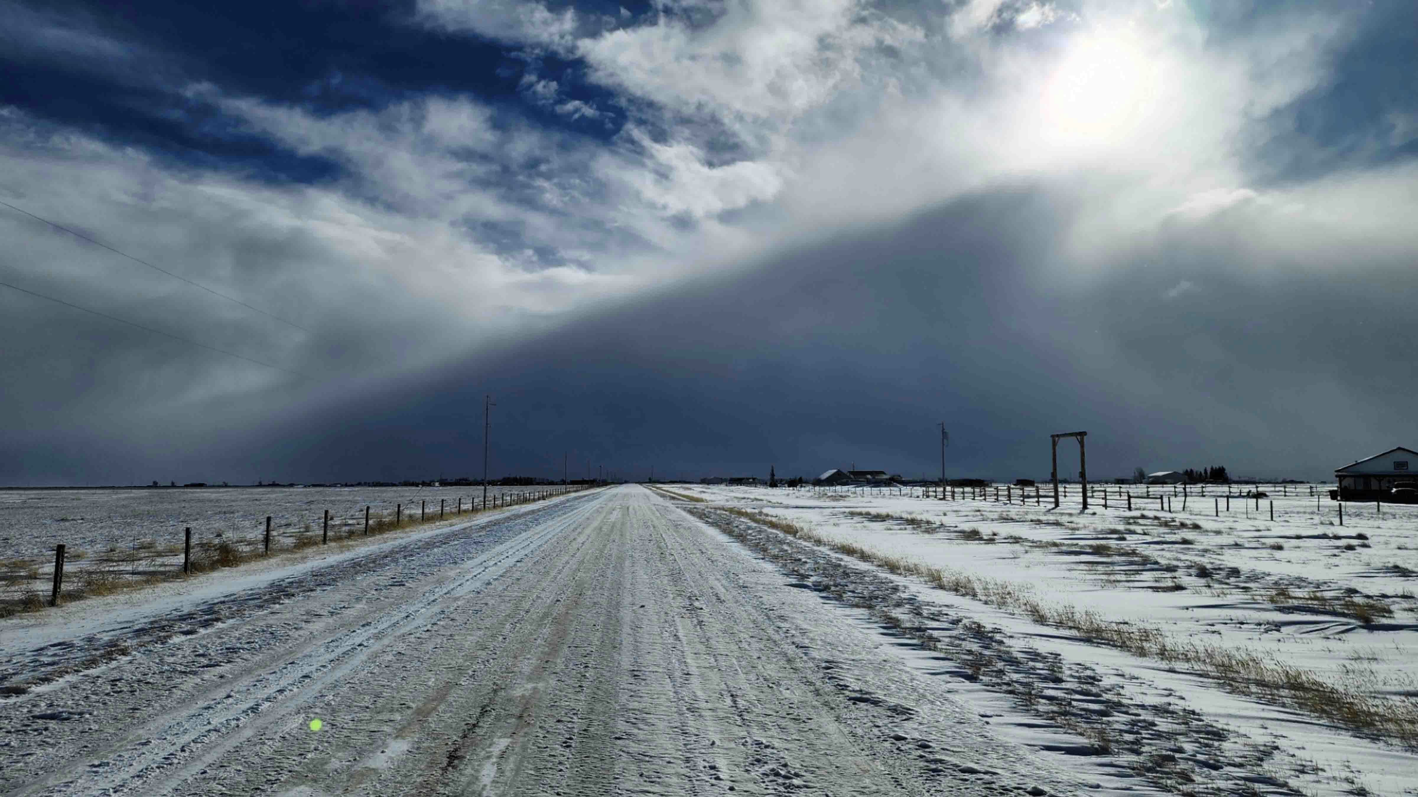 A snow squall moves over Harmony, Wyoming