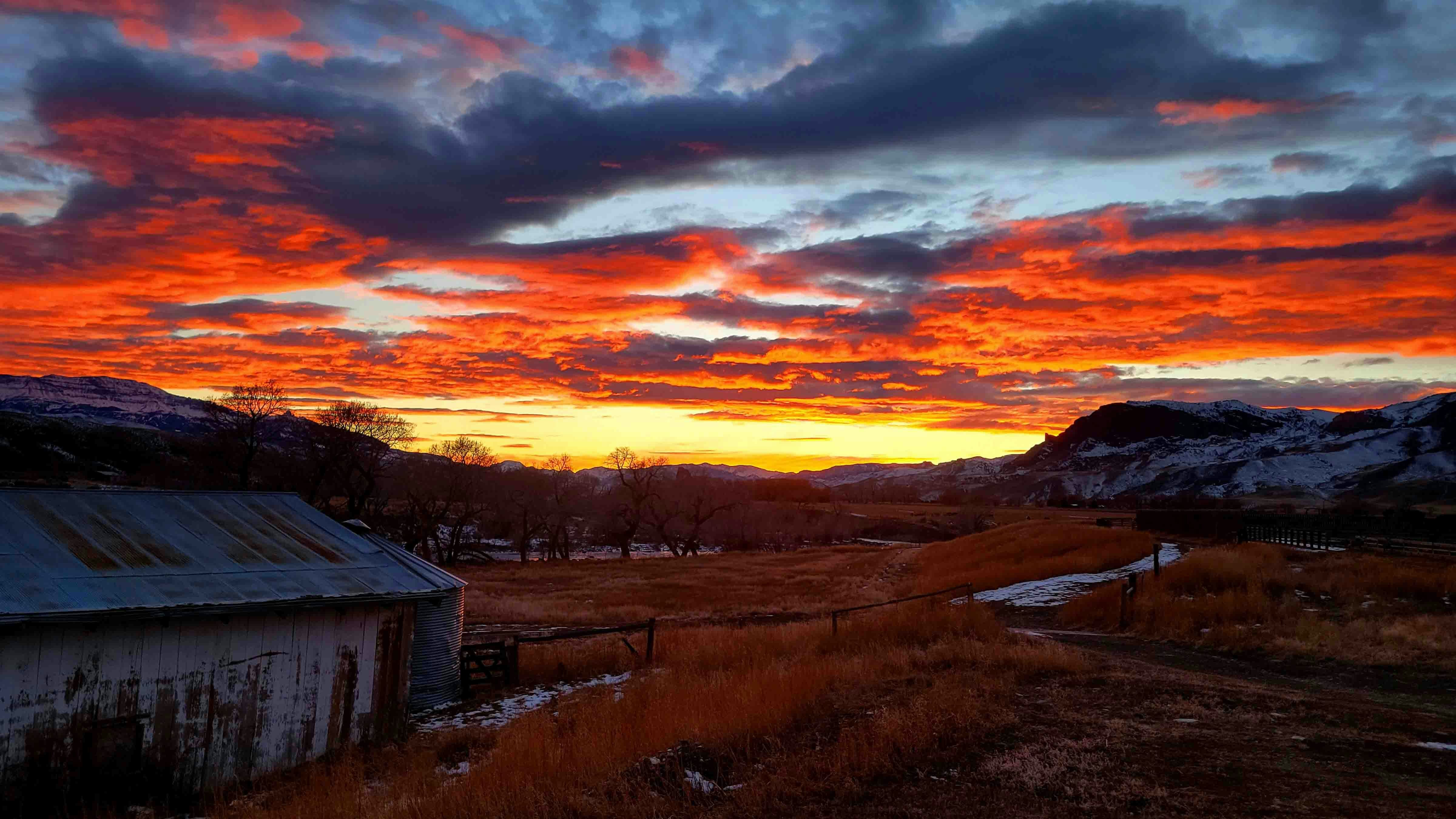 Sunset on the Southfork of the Shoshone, West of Cody on Dec 31, 2023