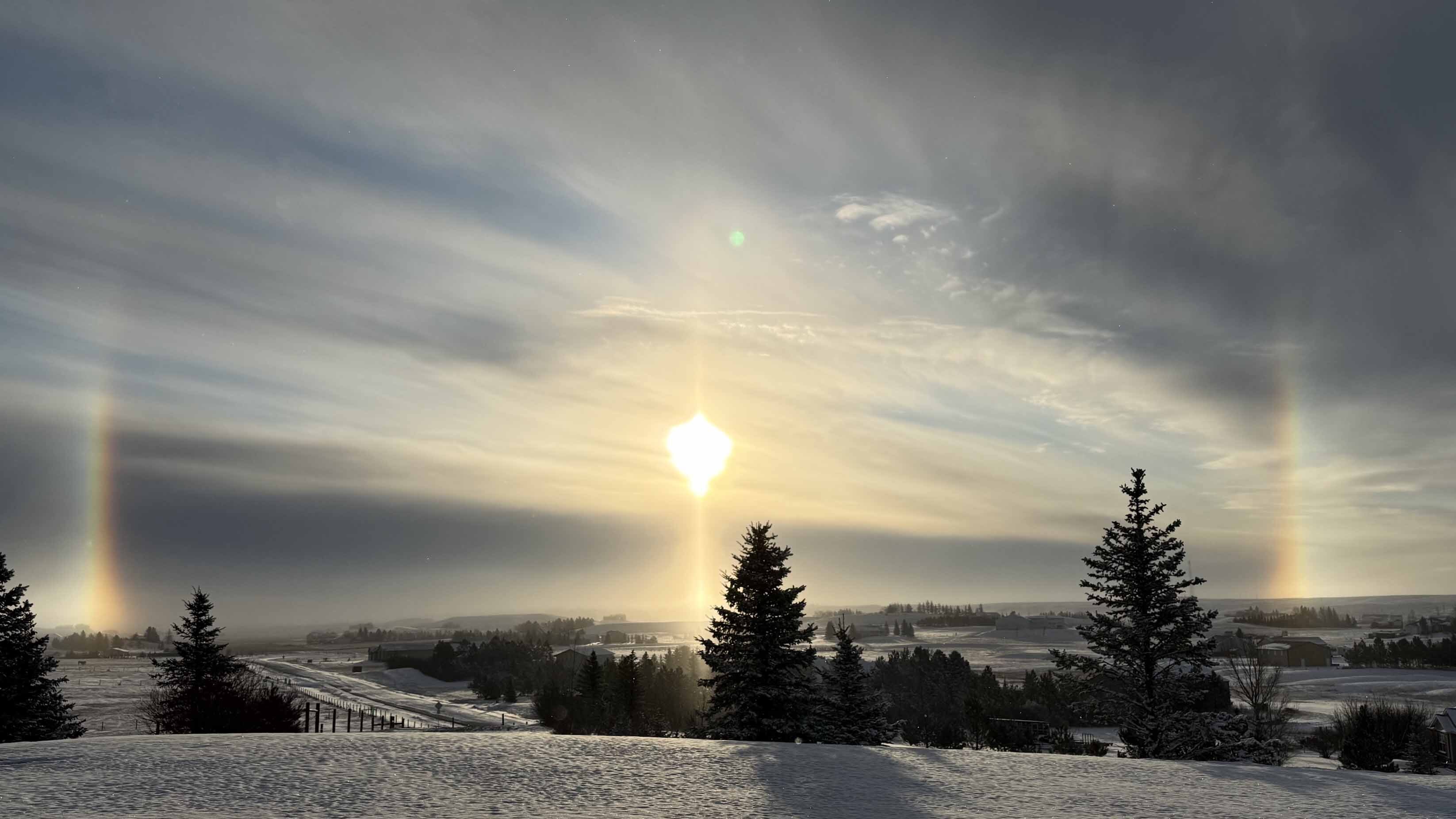 "Thursday morning sun dogs in Cheyenne."