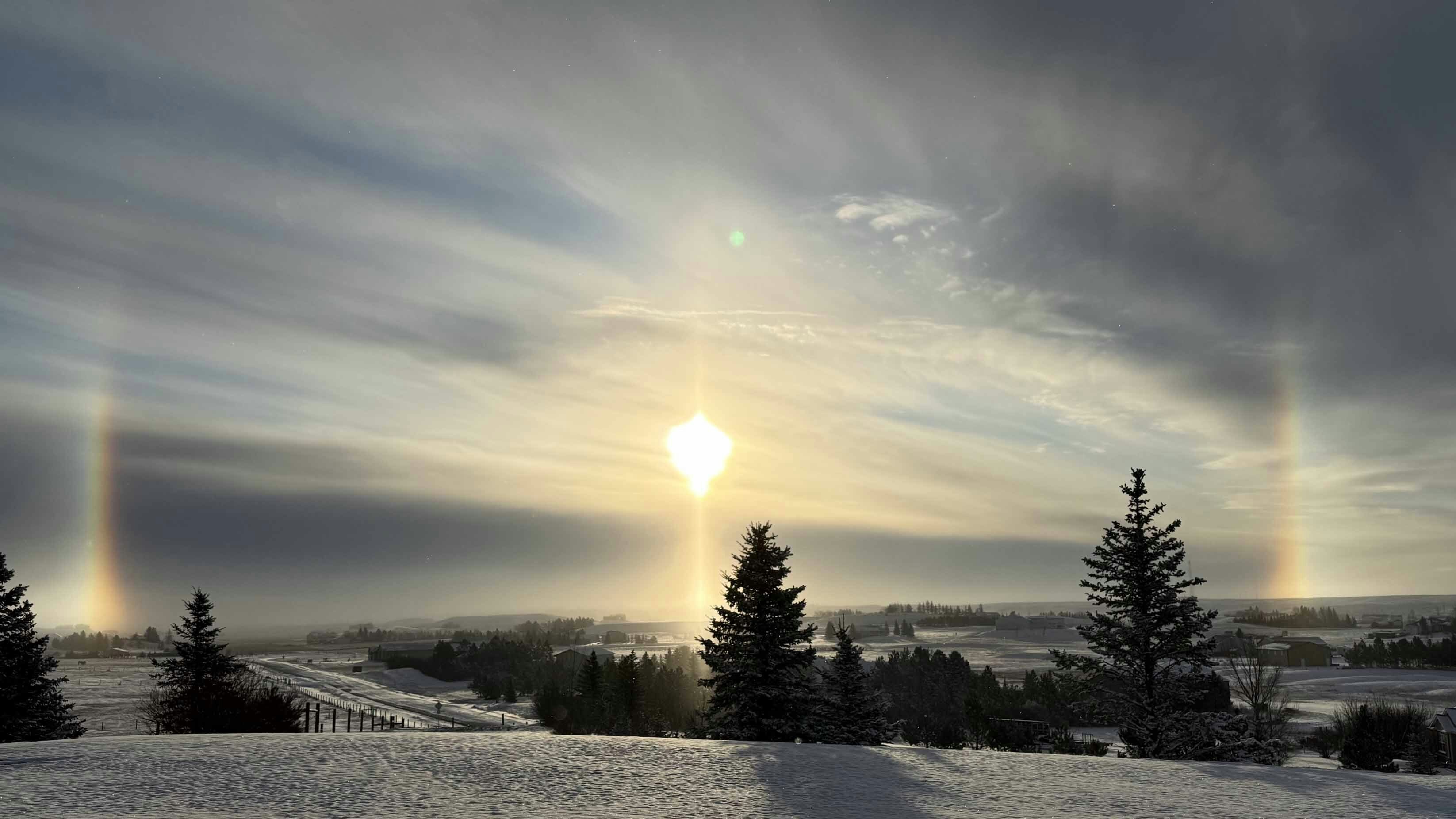 "Thursday morning sun dogs in Cheyenne."