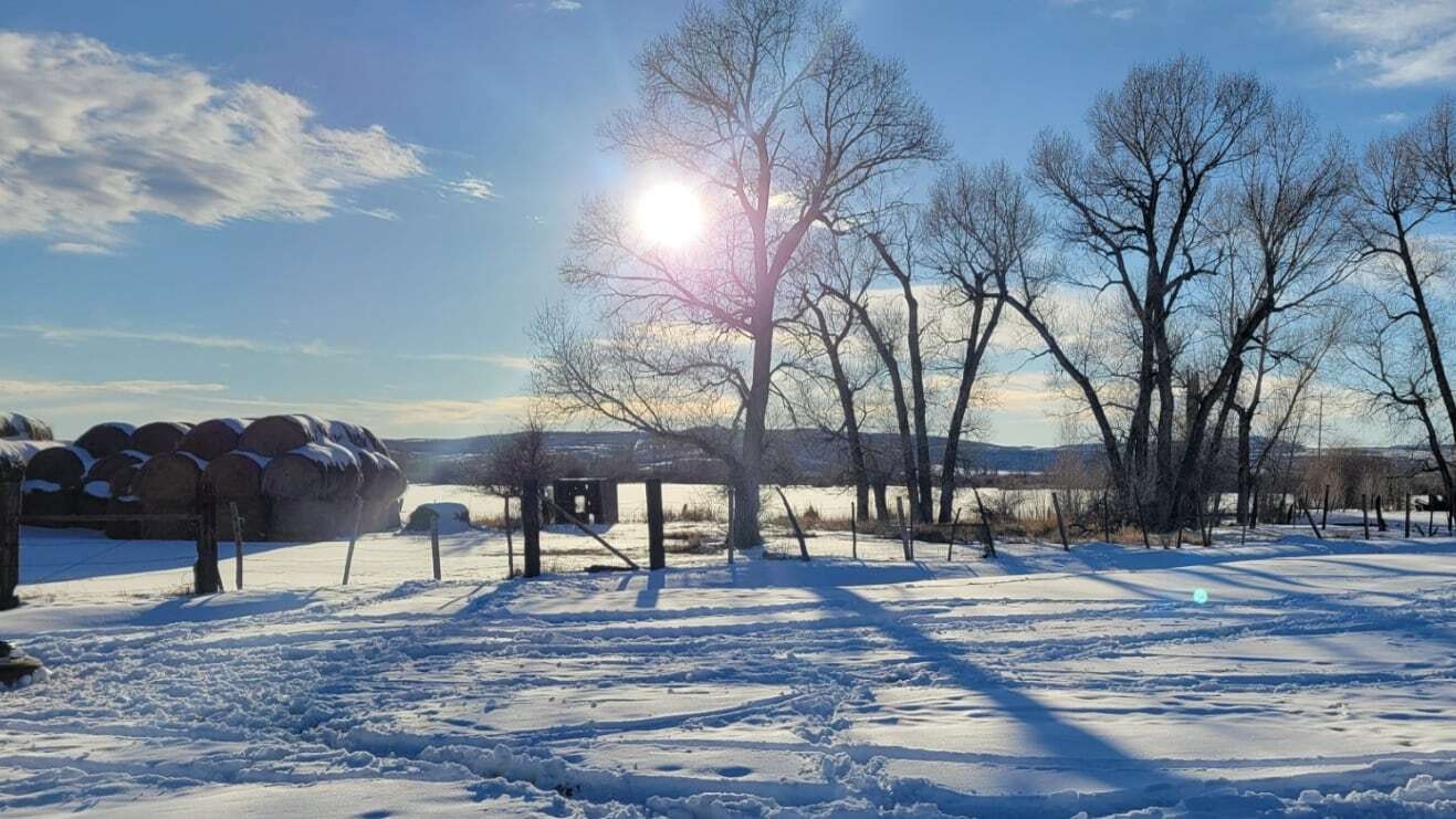 ​ "Late afternoon photo overlooking our hay stack and noticing the long shadows from the late day sun, just outside of Evanston, Wyoming."