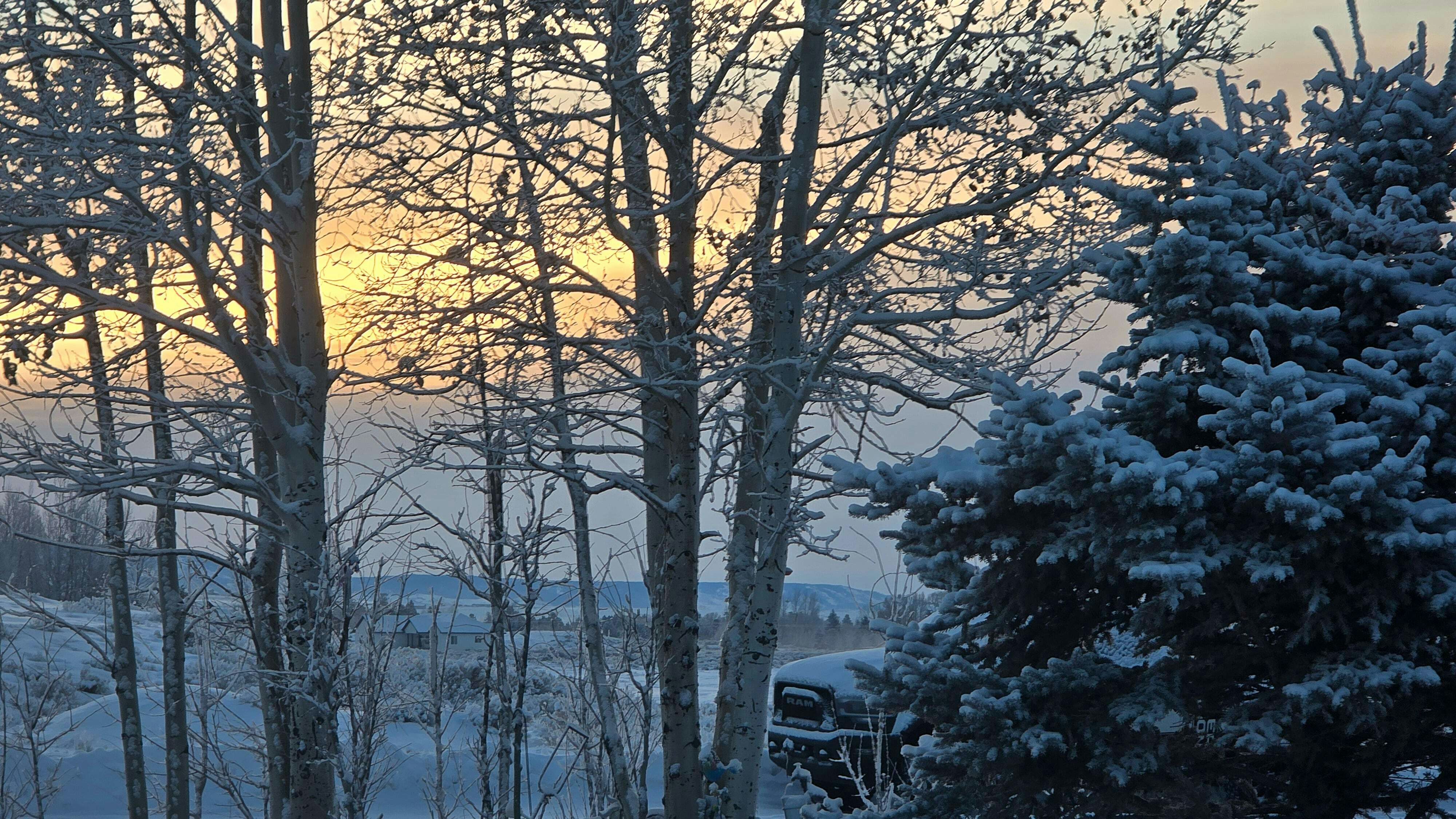 "Beautiful sunrise from Pinedale."