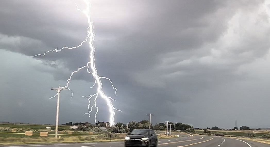 Lightning bolt outside of Cody, Wyoming on August 6, 2023