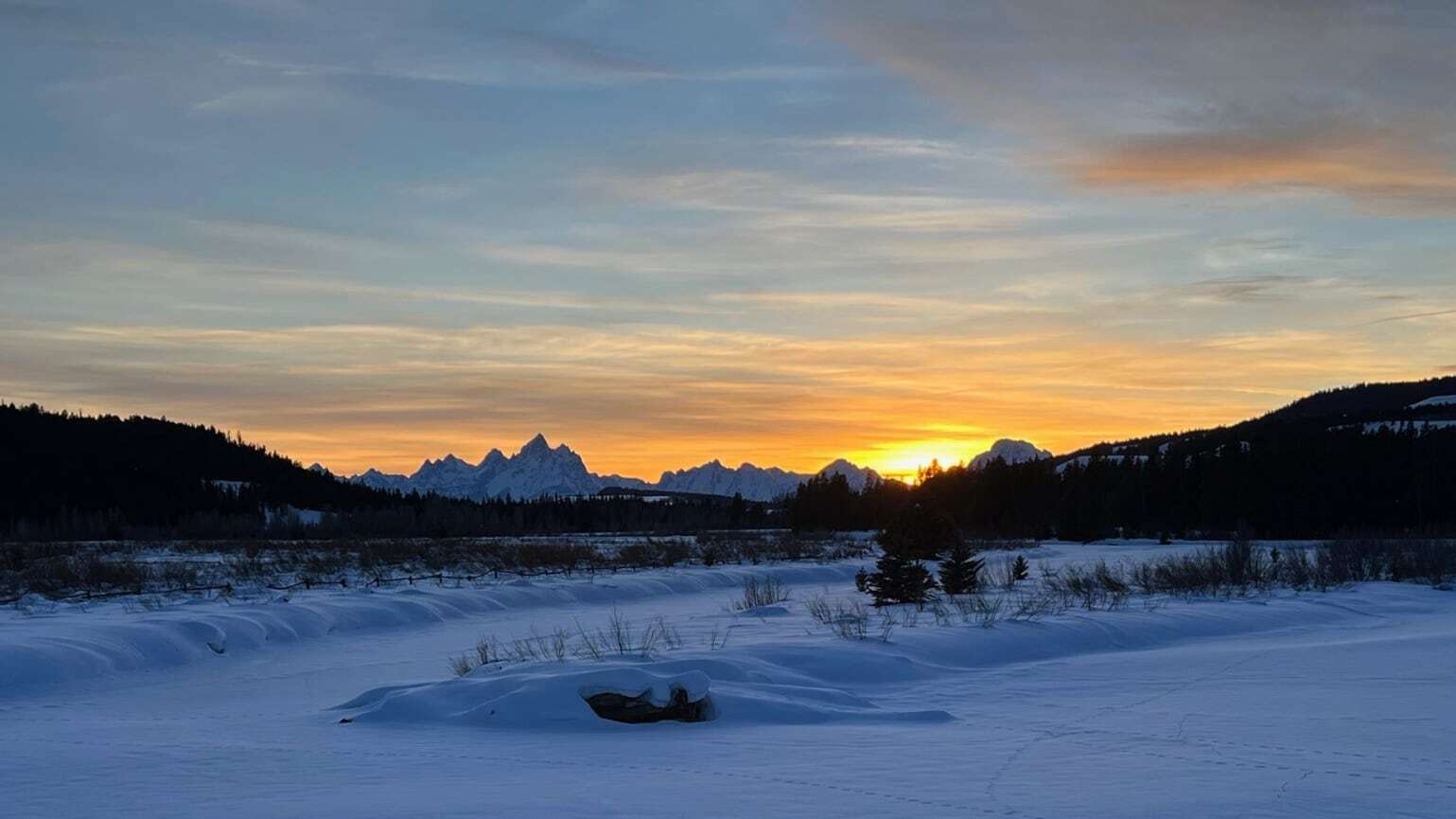 "Sunset from Turpin Meadows Ranch." Moran, WY