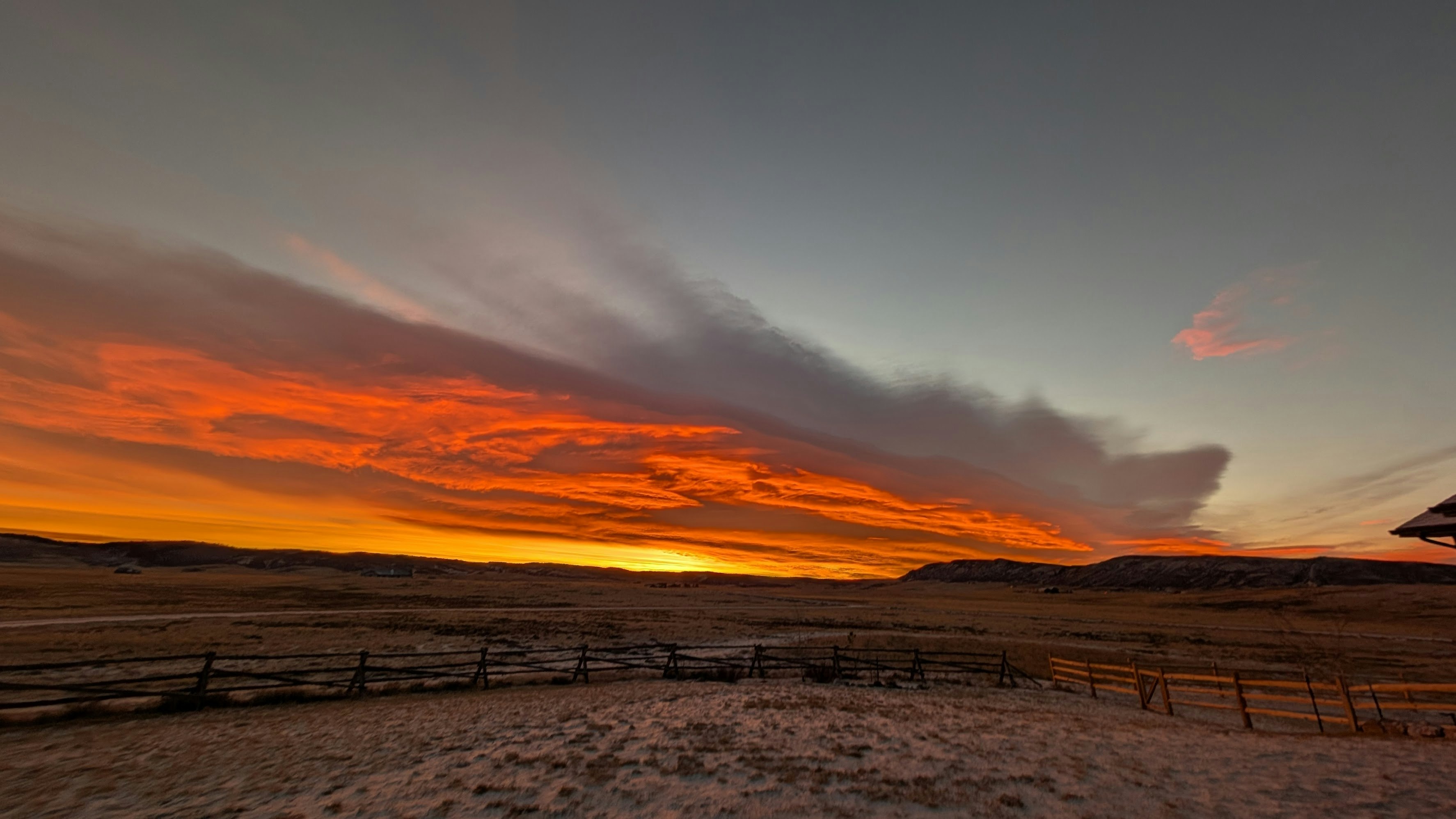 "Sunrise over the Laramie Range - our daily morning light show takes our breath away. We are so fortunate to wake up to this every day in Wyoming!"