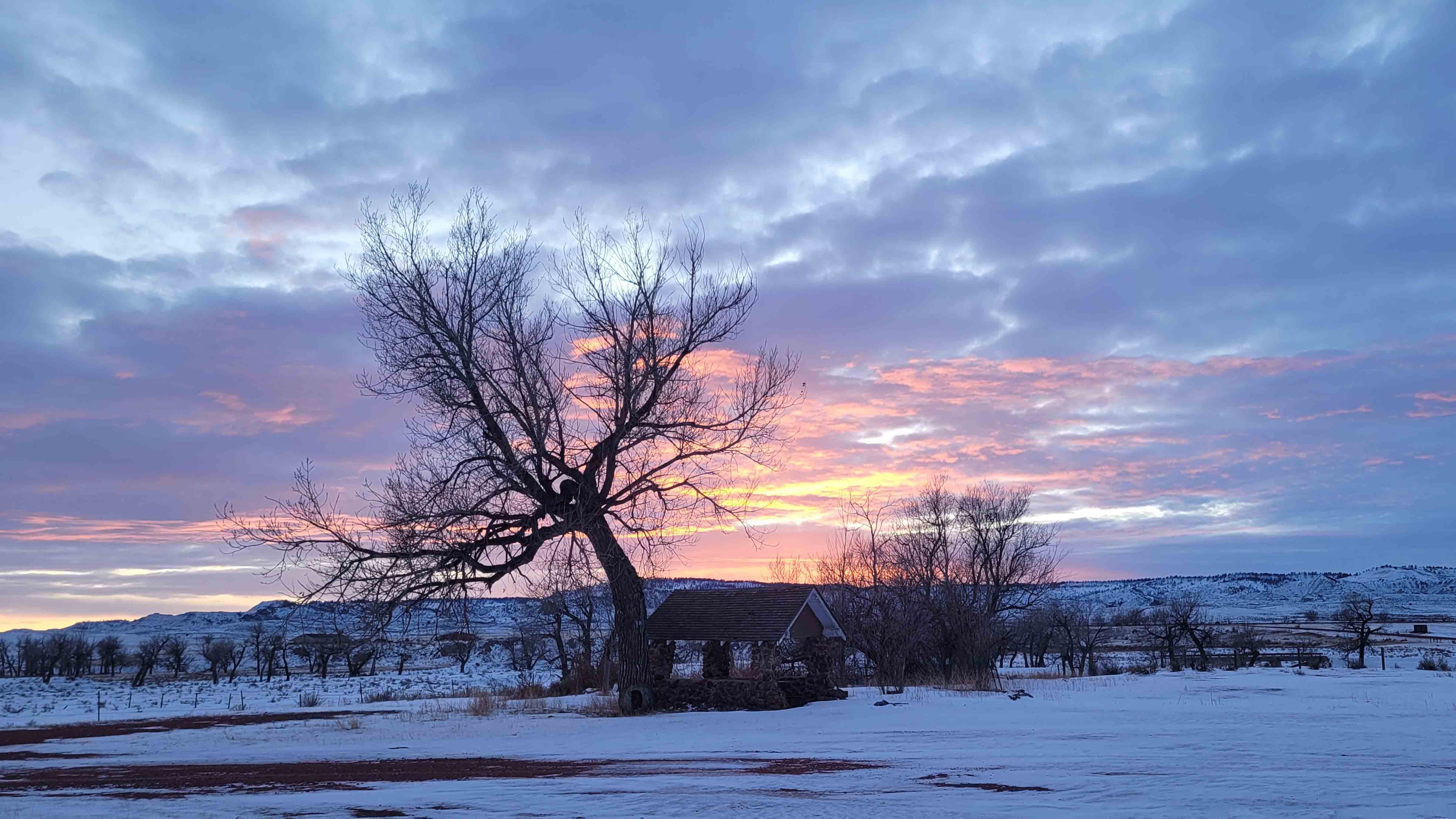 Sunset over the Weston Hills at Soda Wells. Weston, Wyoming.