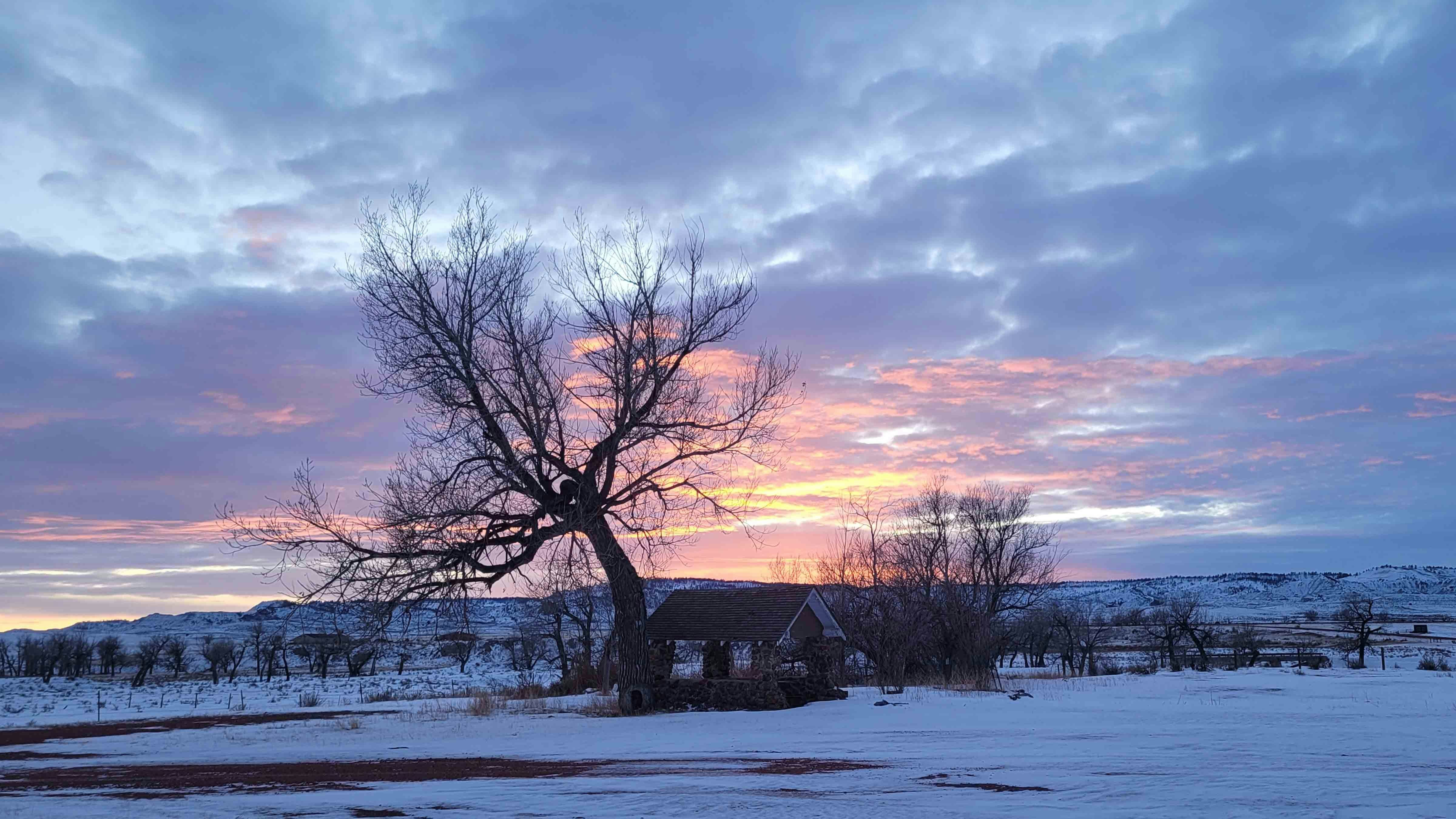Sunset over the Weston Hills at Soda Wells. Weston, Wyoming.