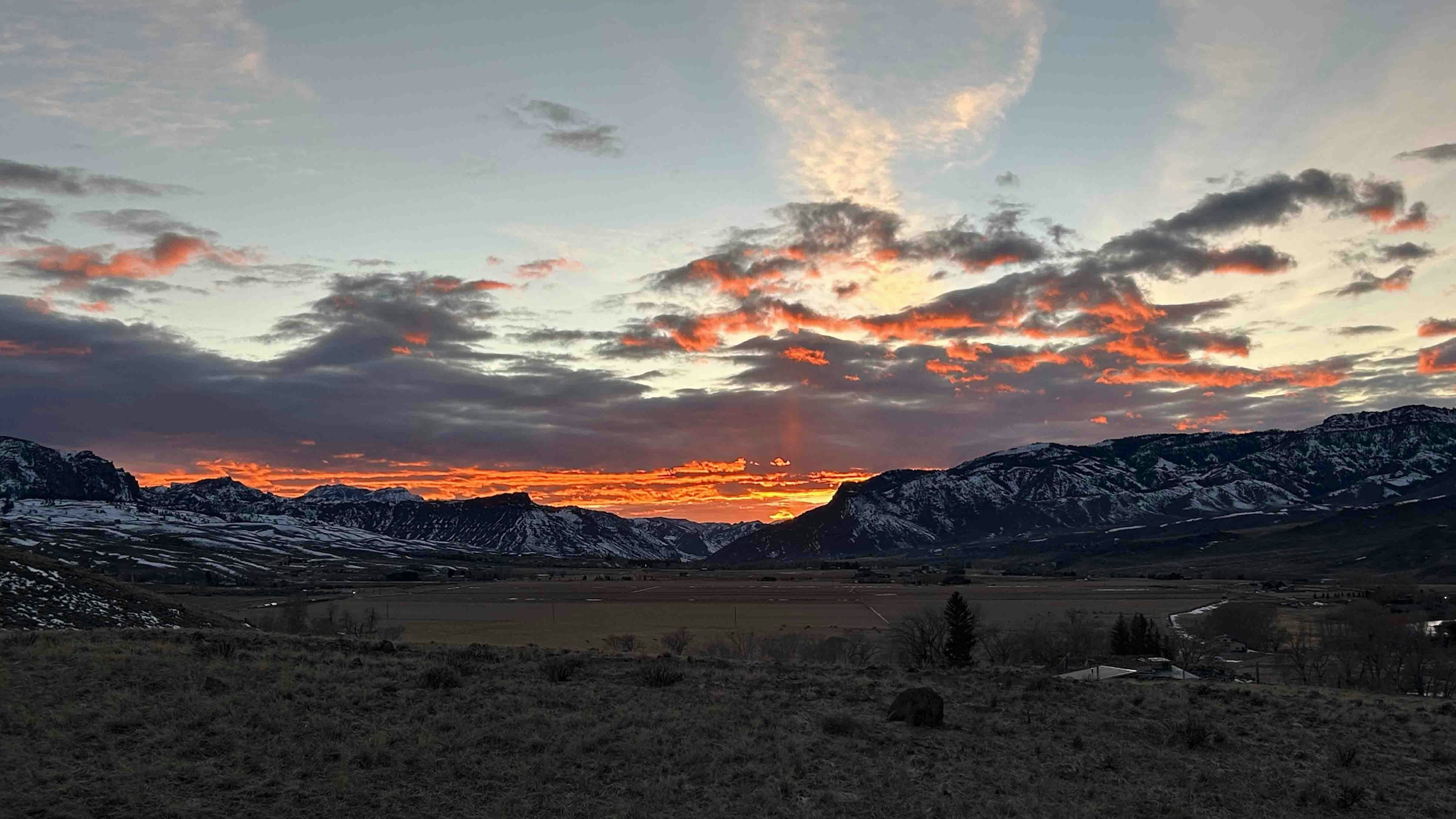 "Glorious sunset from Wapiti, WY on March 16, 2024."