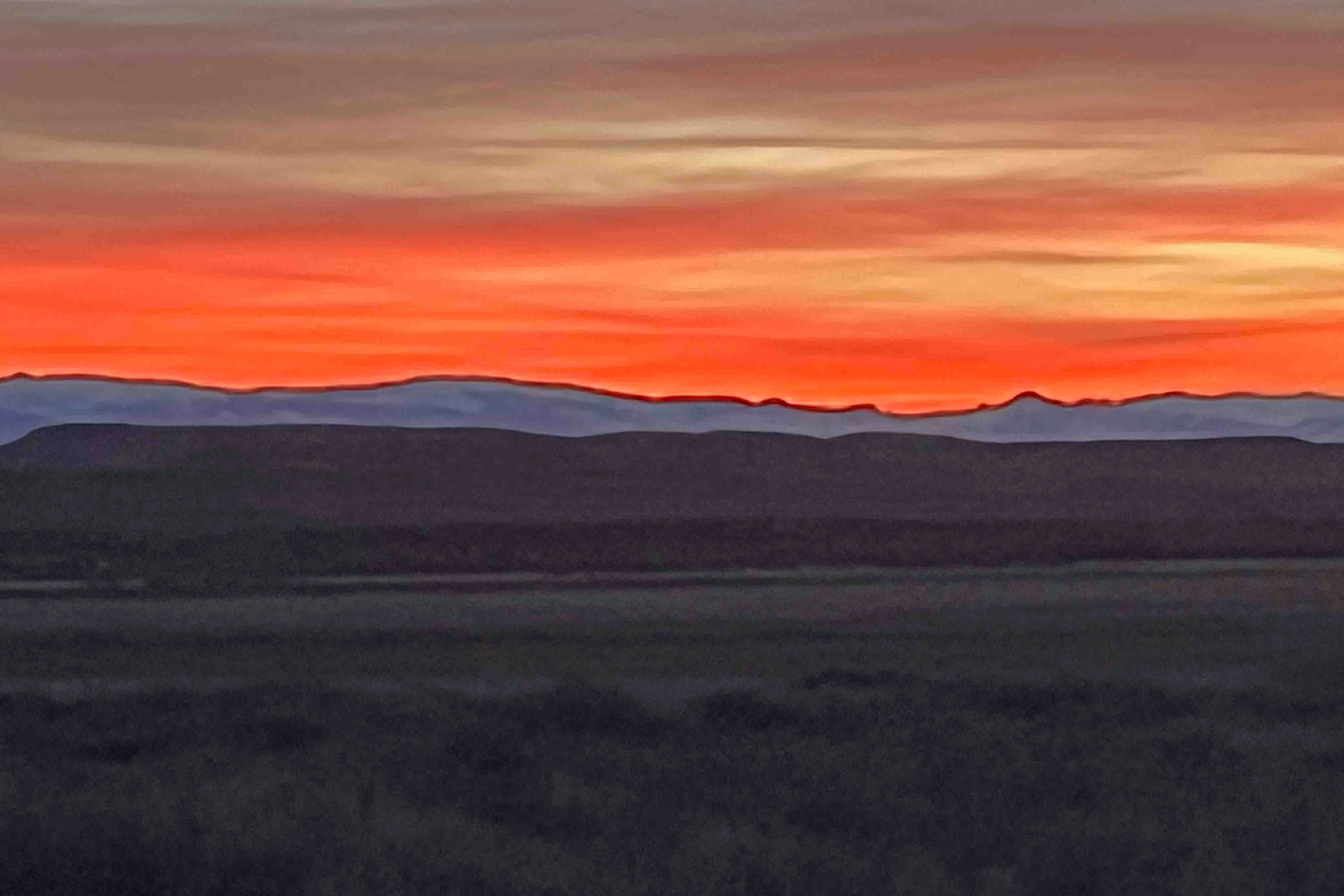 Sunset over the Wind River Mountains from west of Riverton.