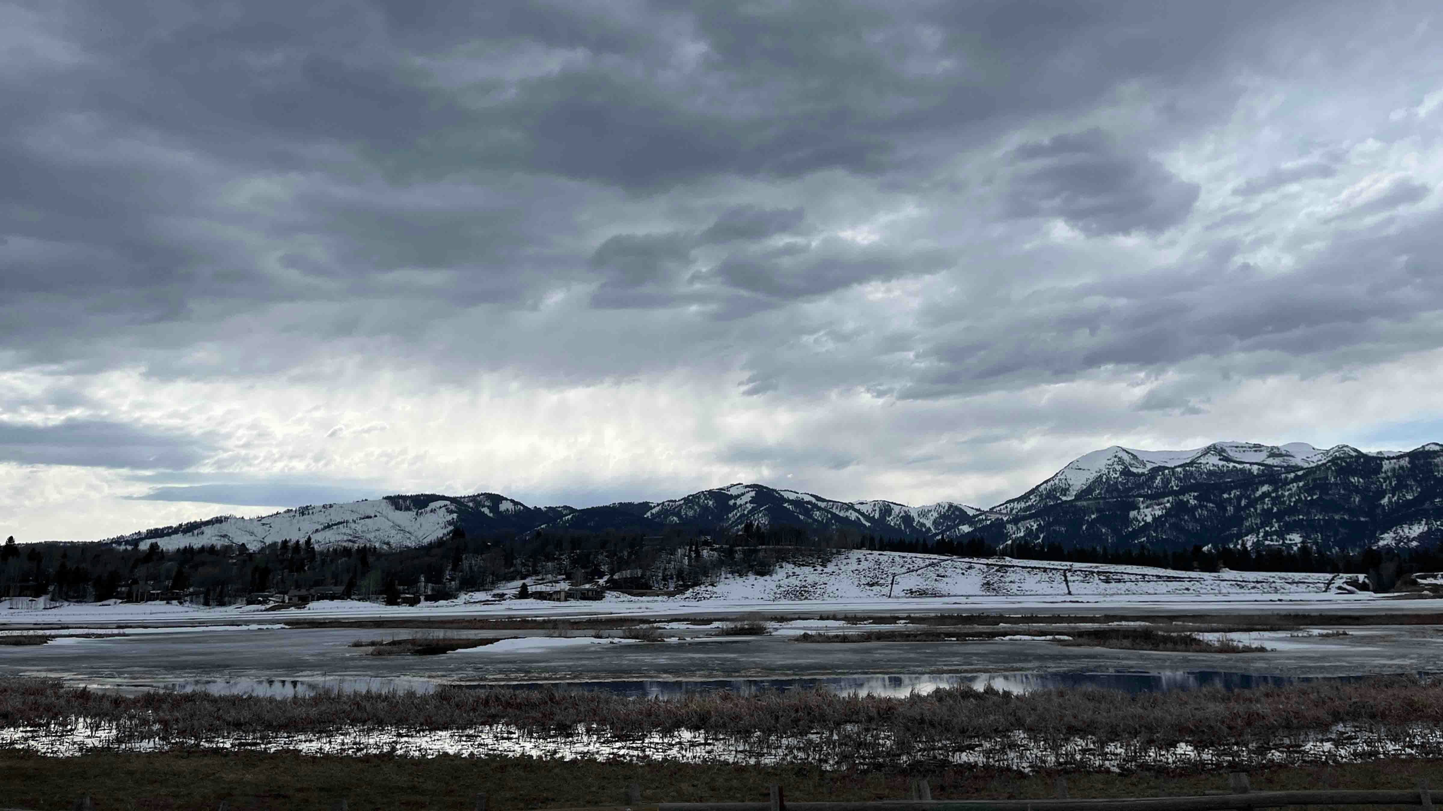 Taken from Highway 22 looking at Teton pass and the incoming storm on April 14, 2024