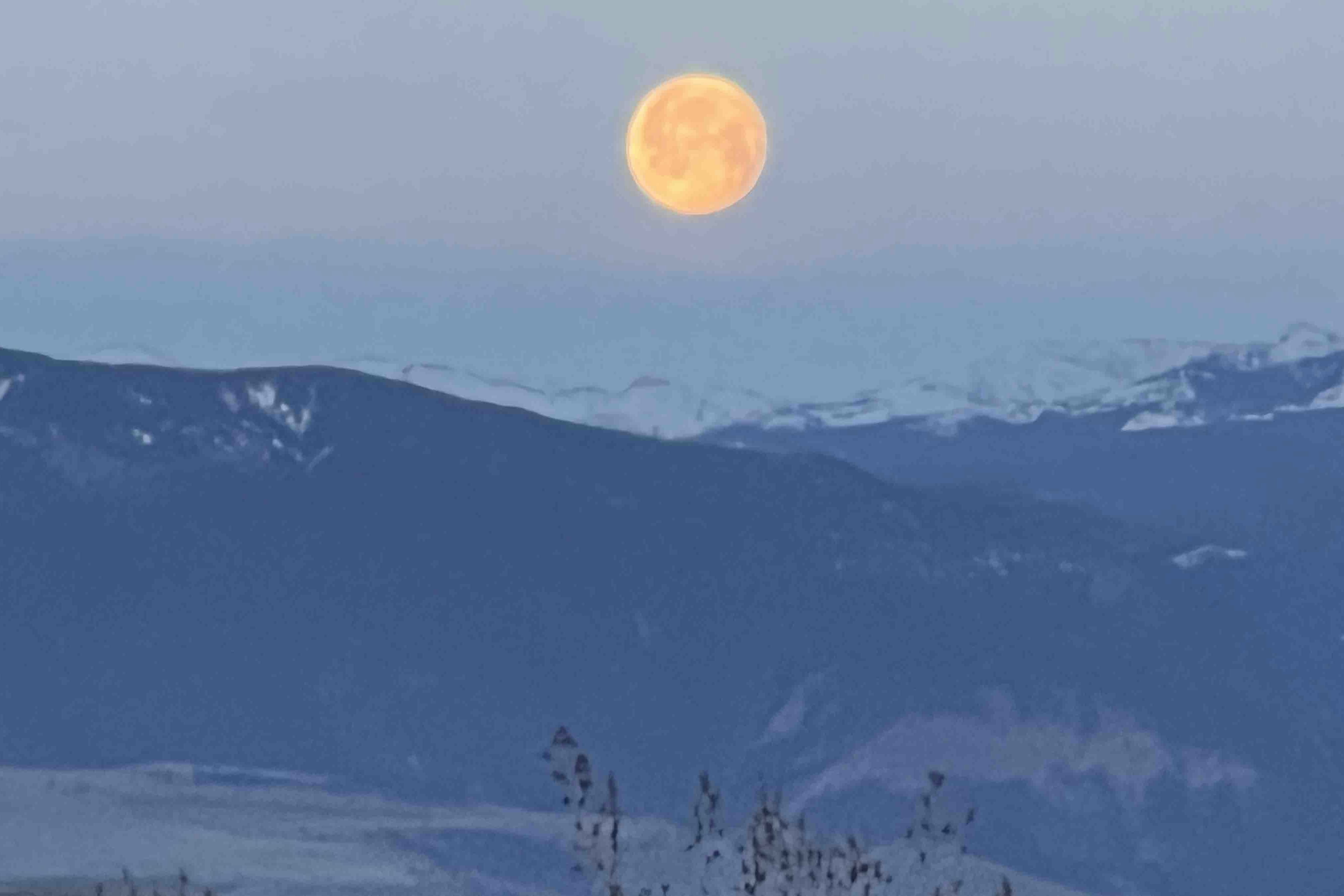 "Good morning moonset over the Bighorns on April 25, 2024."