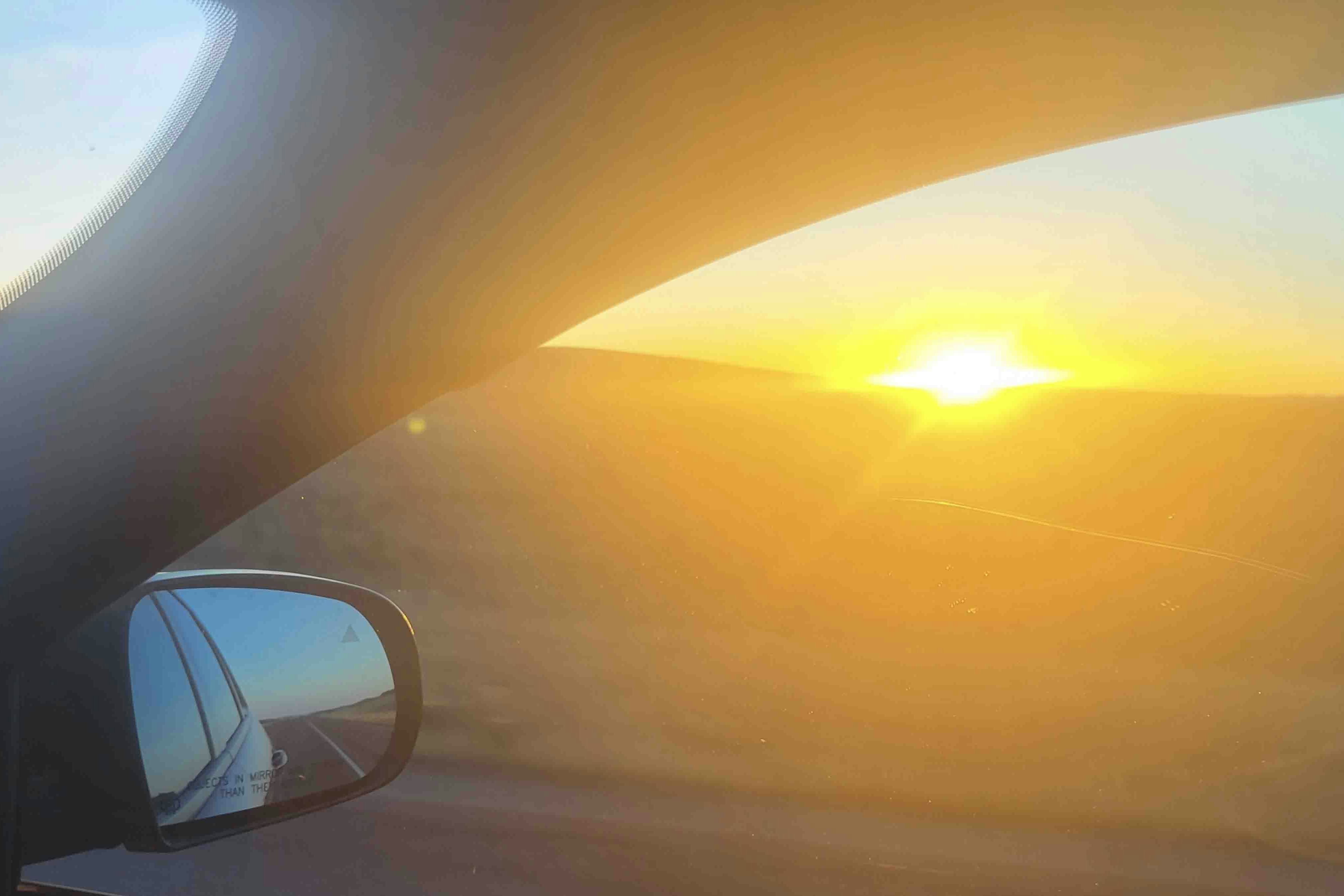 "Sunrise near Wheatland on way to early morning meeting in Casper on April 2, 2024."