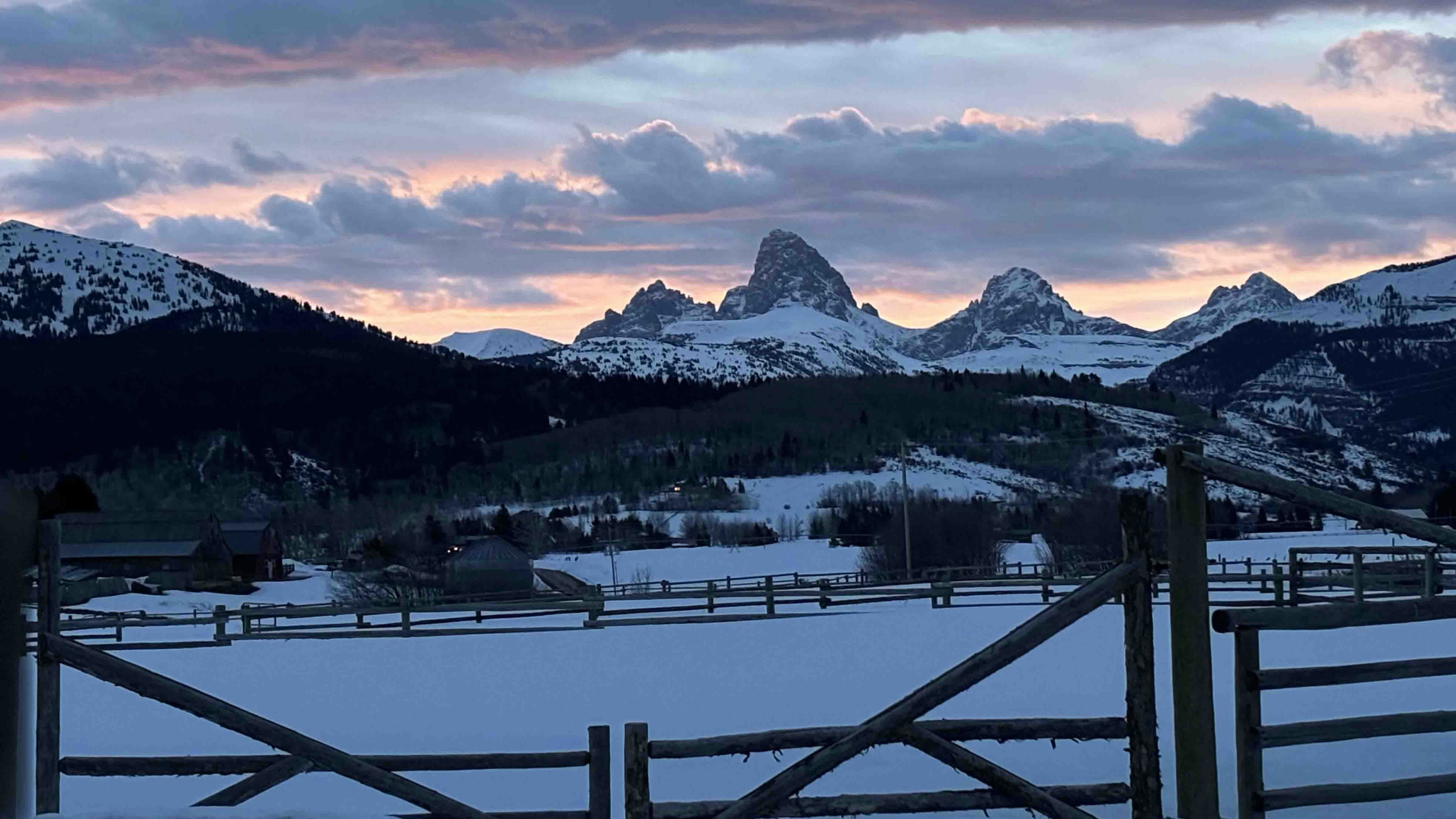Sunrise from Alta, Wyoming, looking east to the Tetons on April 6, 2024