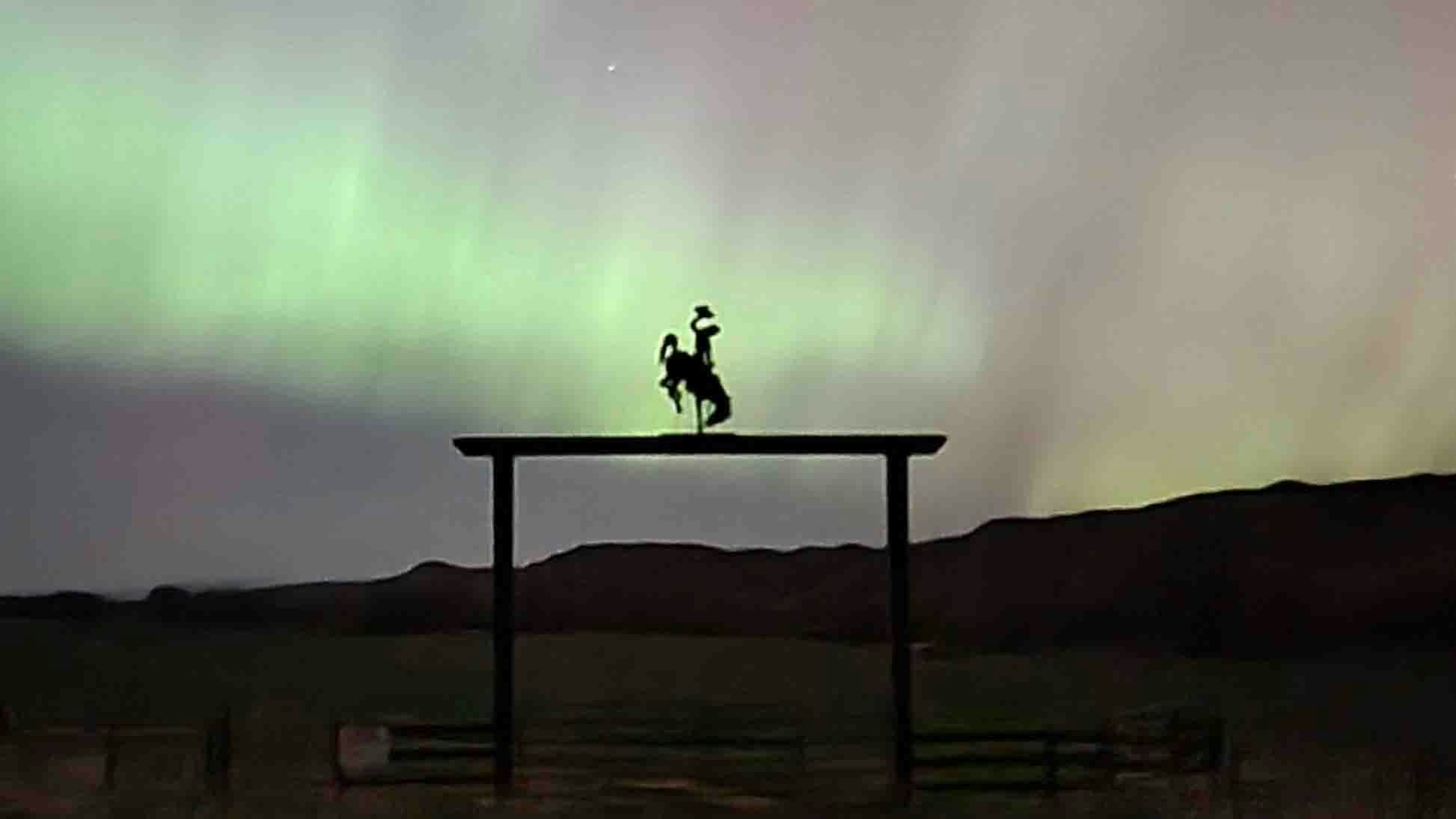 "My daughter caught a true Wyoming Aurora photo just north of Meeteetse on May 10, 2024."