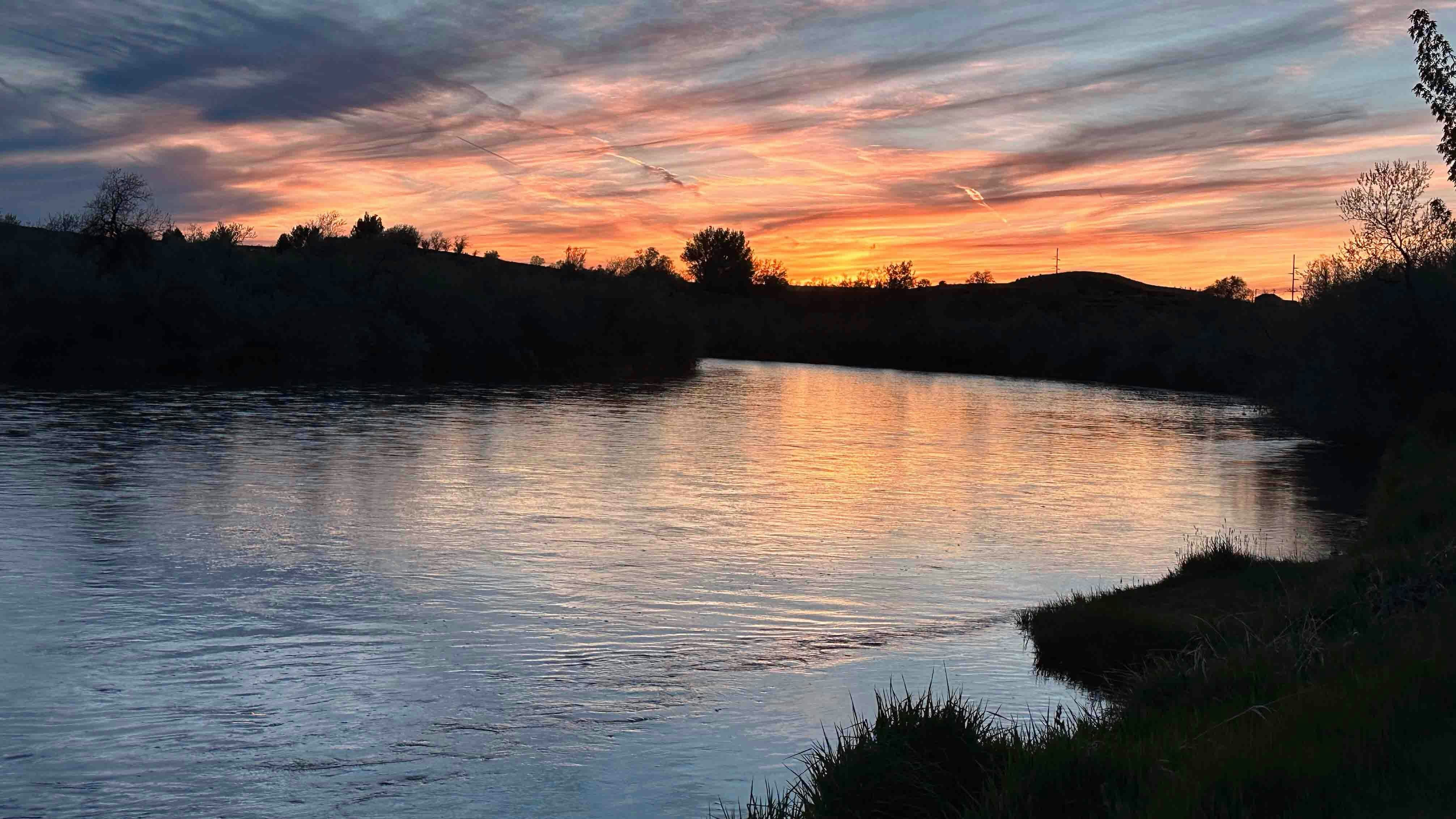 Bighorn River sunset looking southwest by Lucerne, Wyoming on May 24, 2024
