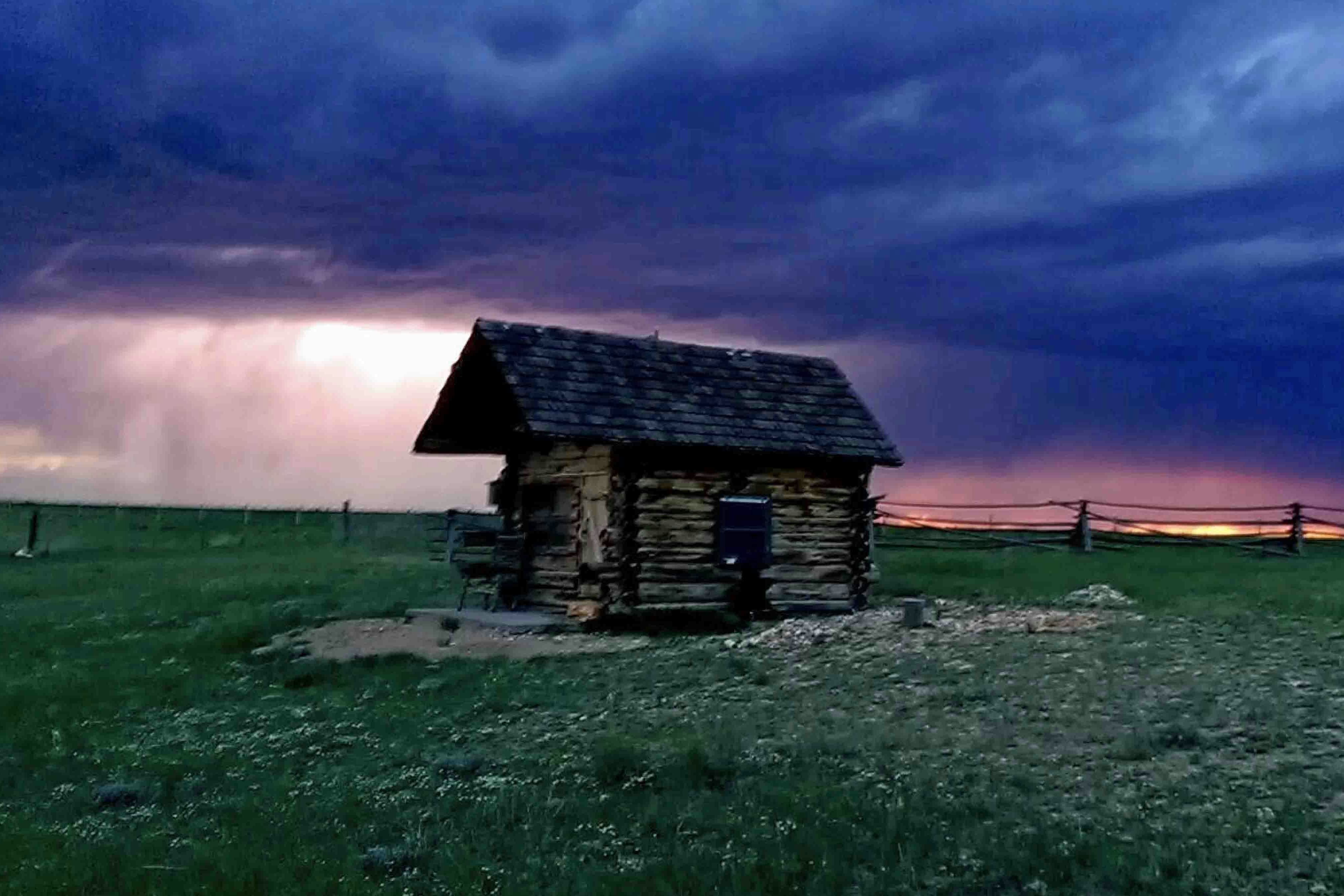 Sunset and thunderstorm near Laramie on May 2, 2024.