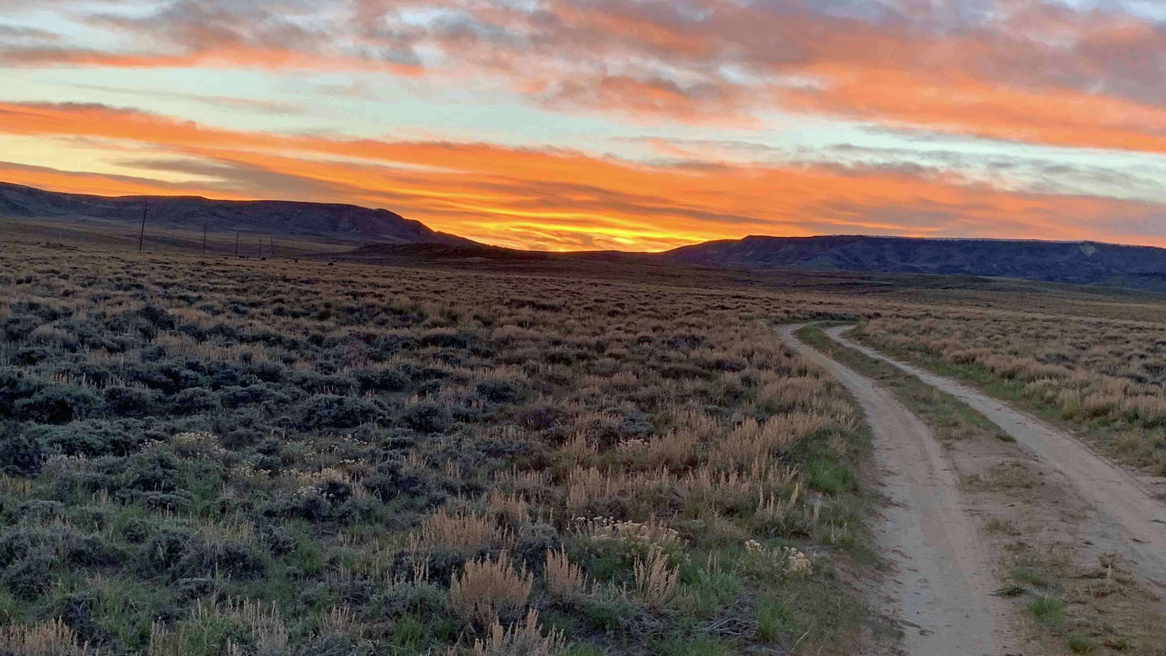 "Sunset west of Bairoil, Wyoming, on Friday, May 31, 2024"