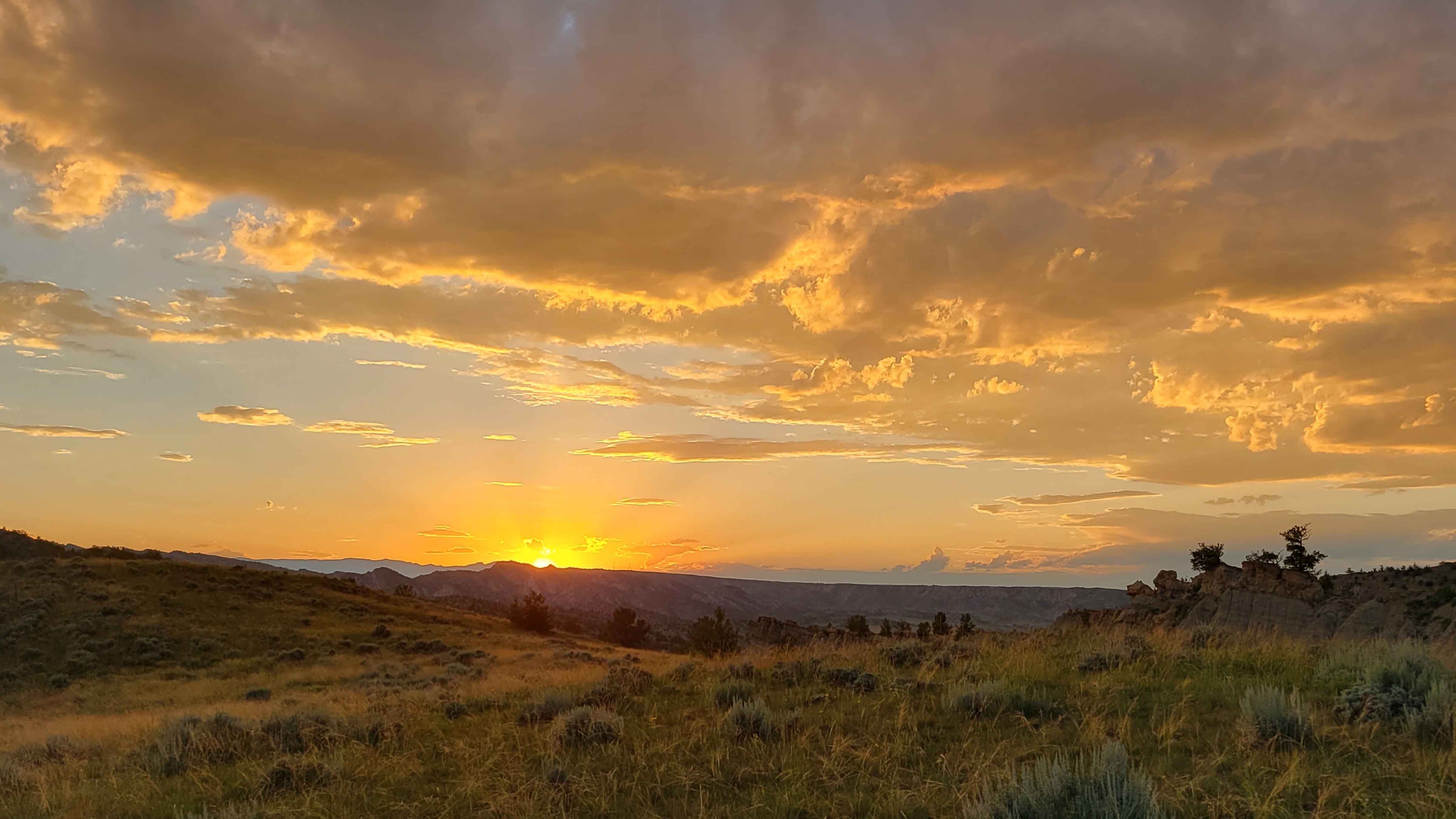 Sunset photo in Squaw Teats area of Park County, Wyoming.  July 12, 2023