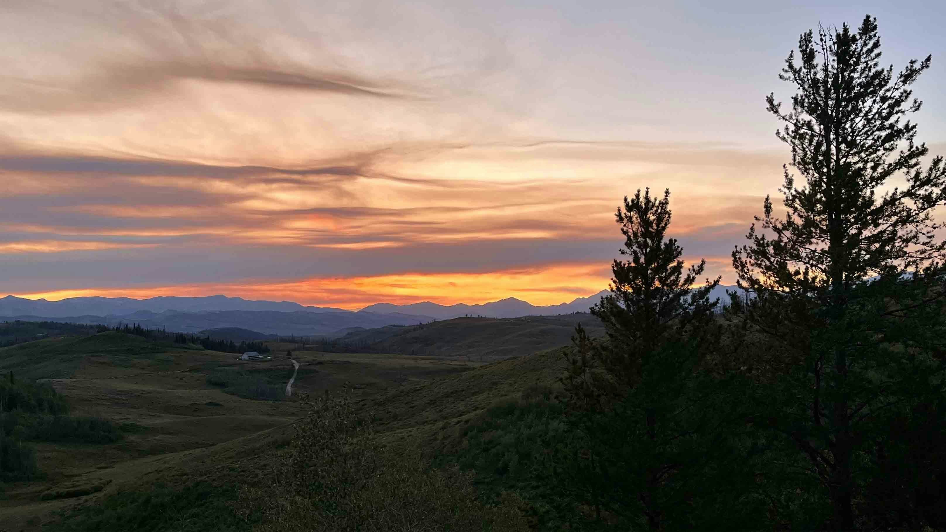 "Sunset over the Wyoming Range. Photo taken from our deck in Hoback Ranches, near Bondurant."