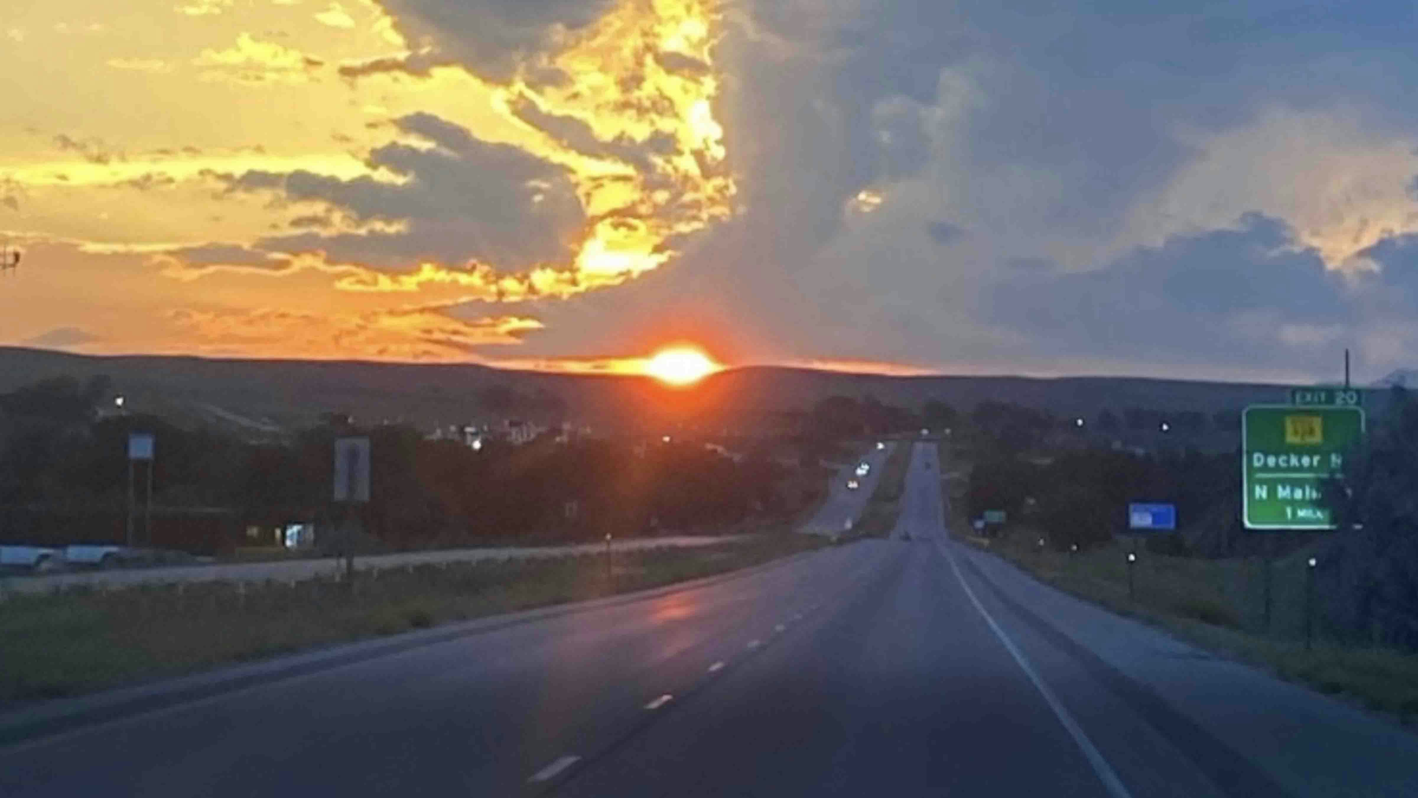 Sunset on I-90 heading into Sheridan. Home sweet home!