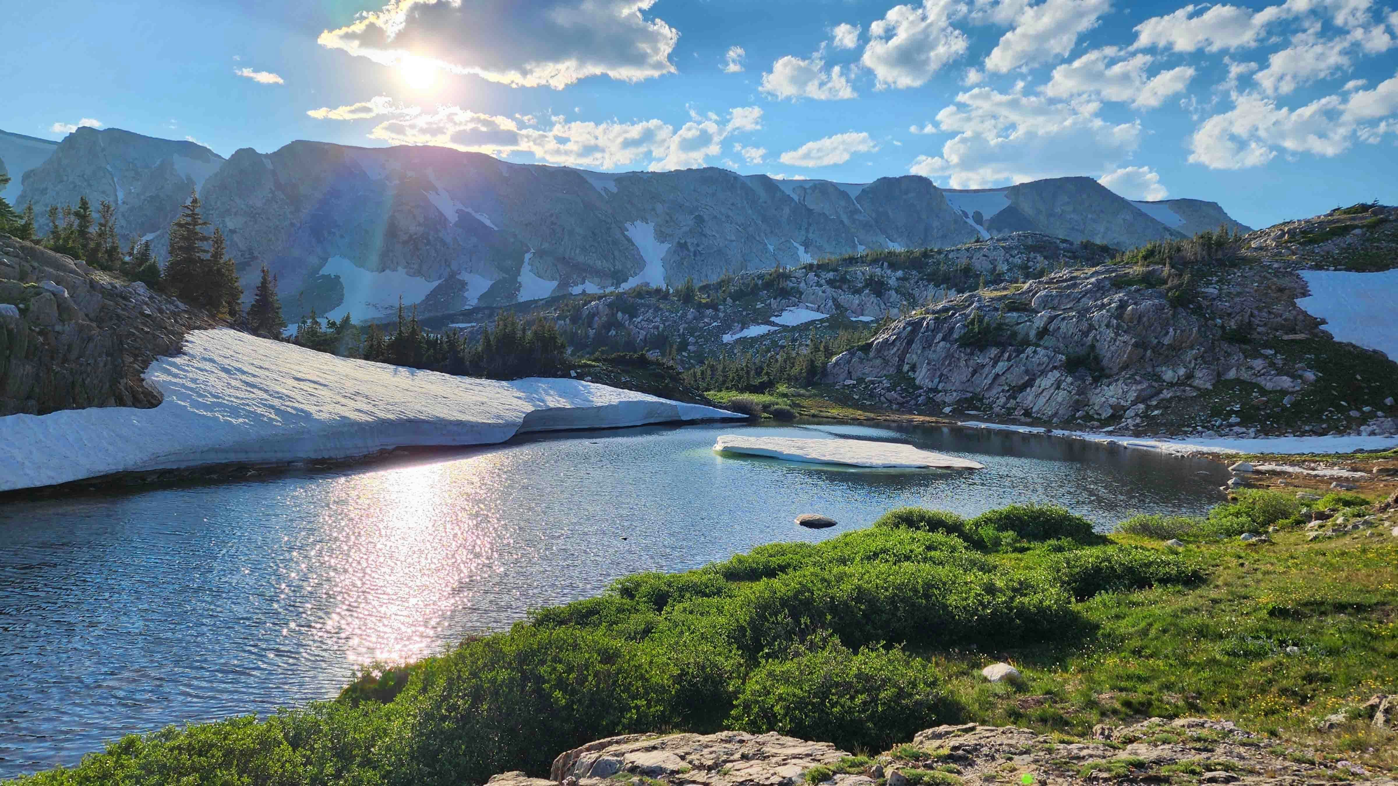 "Sunset over the Snowies from the Gap Lakes trail."