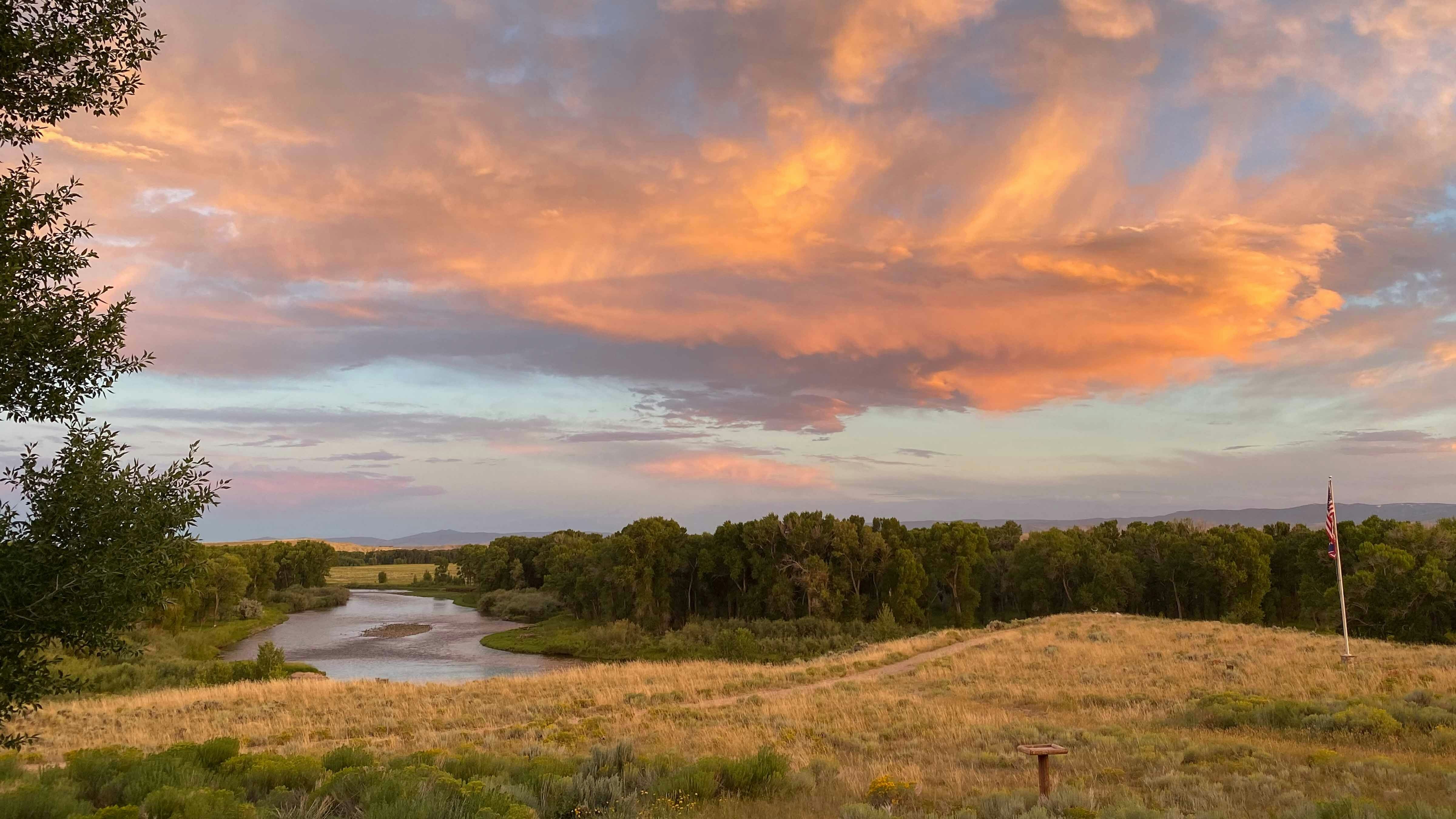 Late July sunset over the North Platte River, Silver Sage Ranch near Saratoga