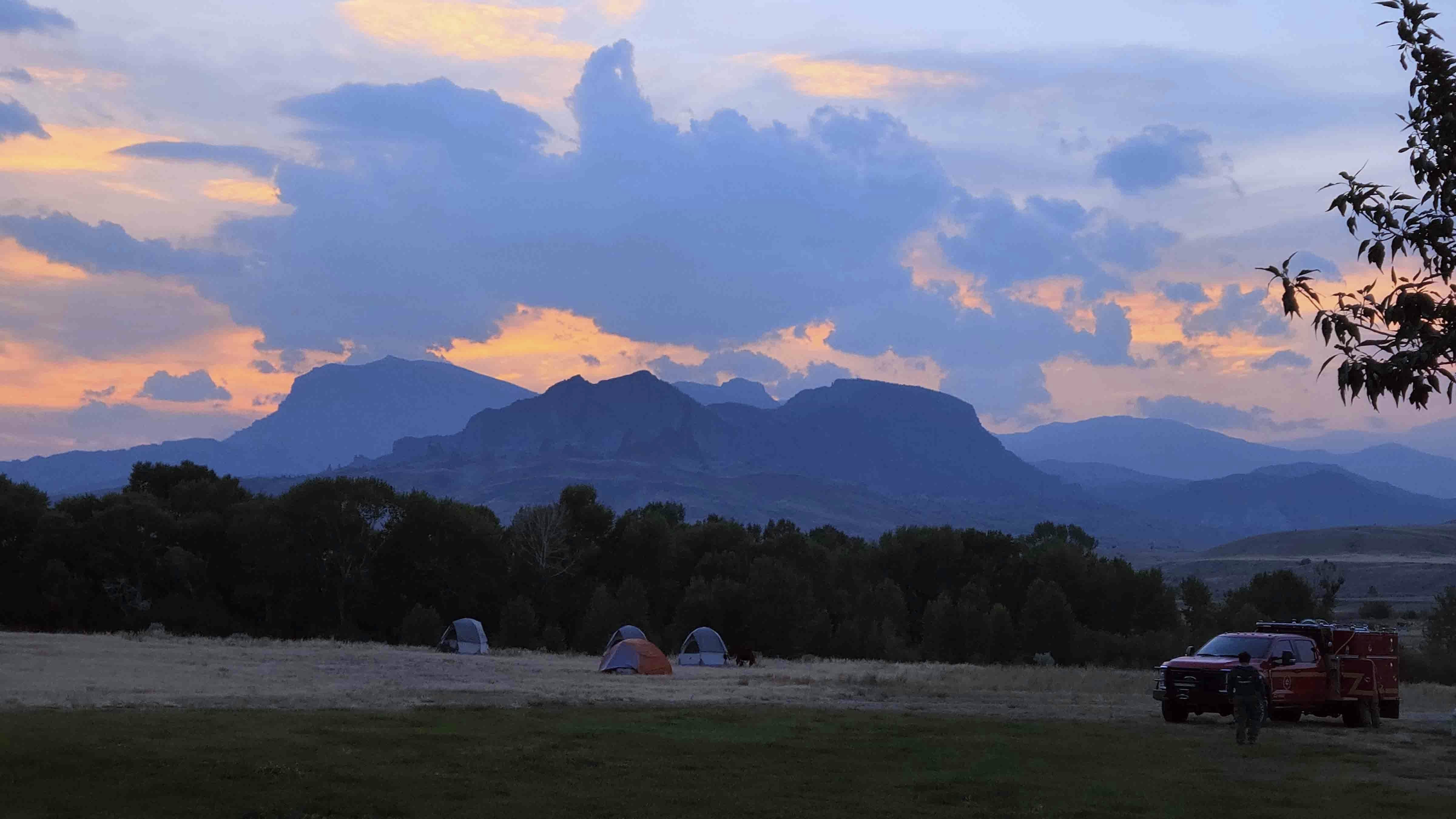 Sunset at Clearwater Fire Camp west of Cody on July 26, 2024