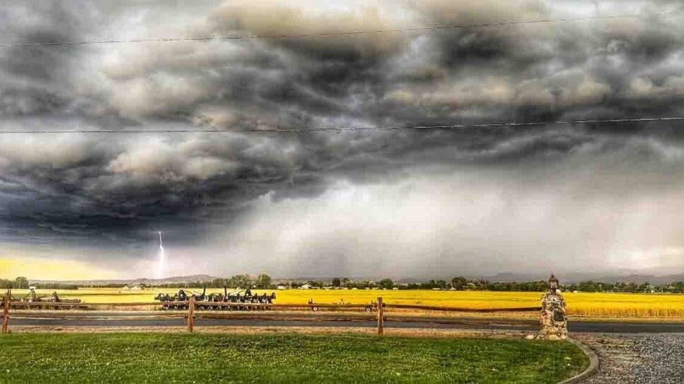 "Gotta love those summertime evening thunderstorms, outside of Powell, WY."