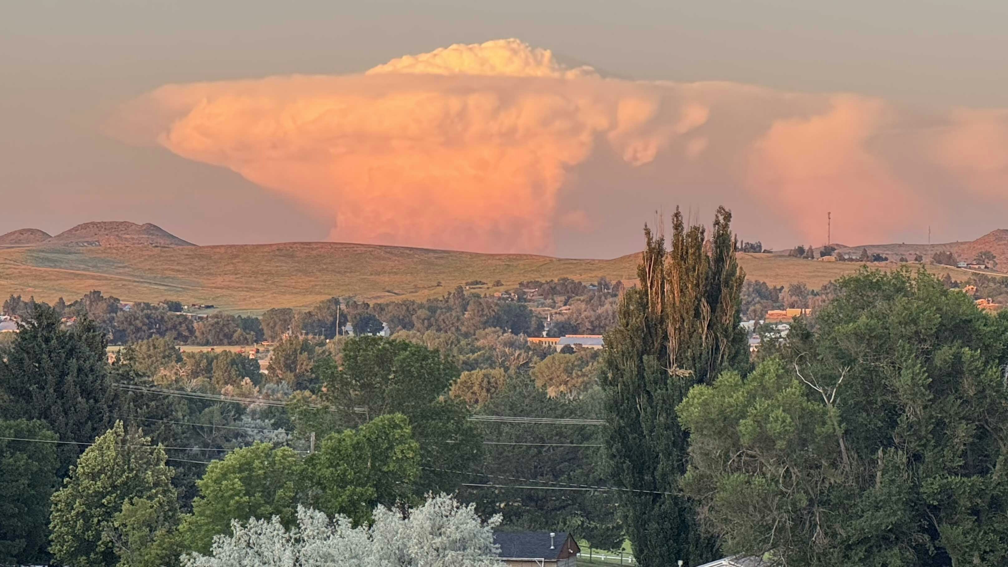 This picture is taken near Sheridan airport looking east of a cumulonimbus mushroom cloud around 8:30pm Sunday night.