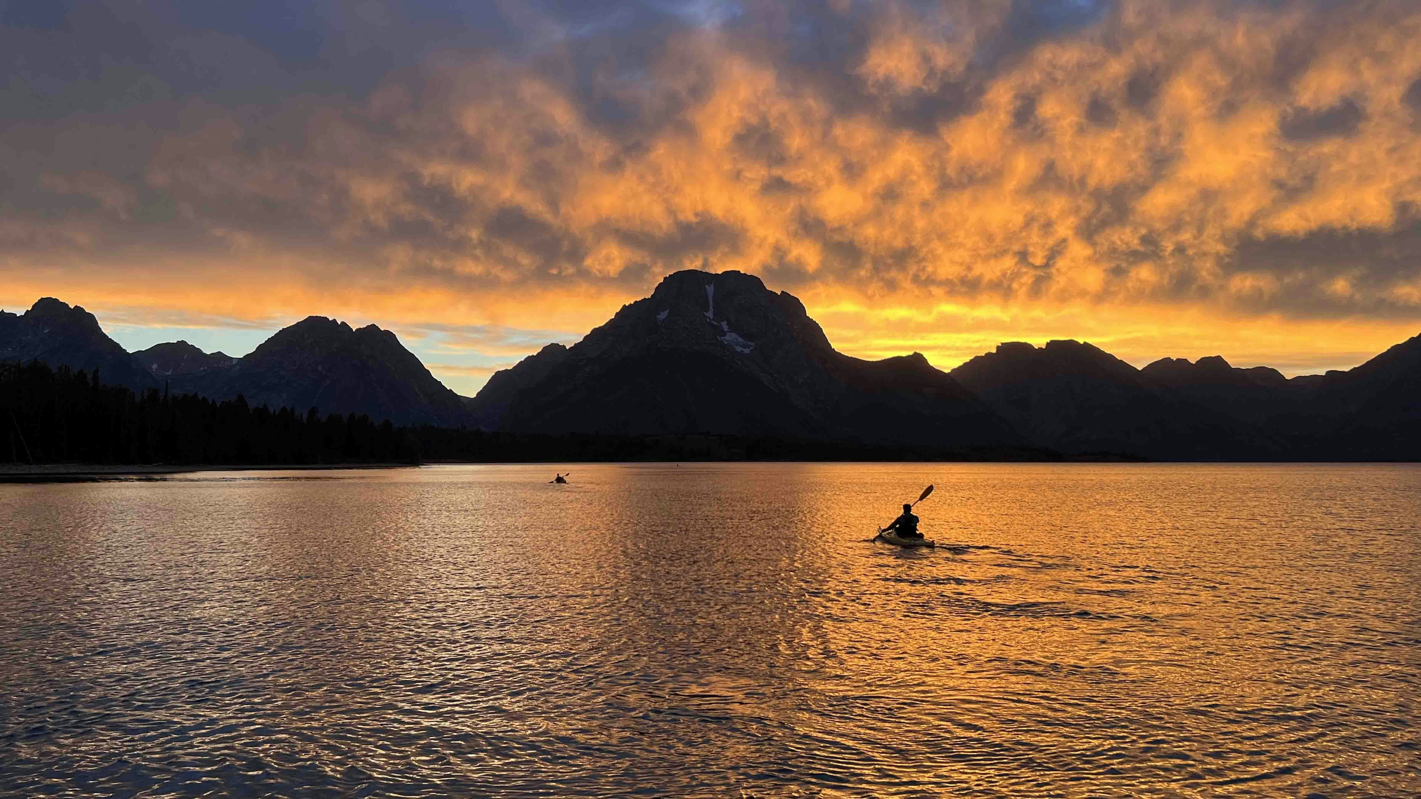 "Saturday night sunset on Jackson Lake. August 17, 2024."