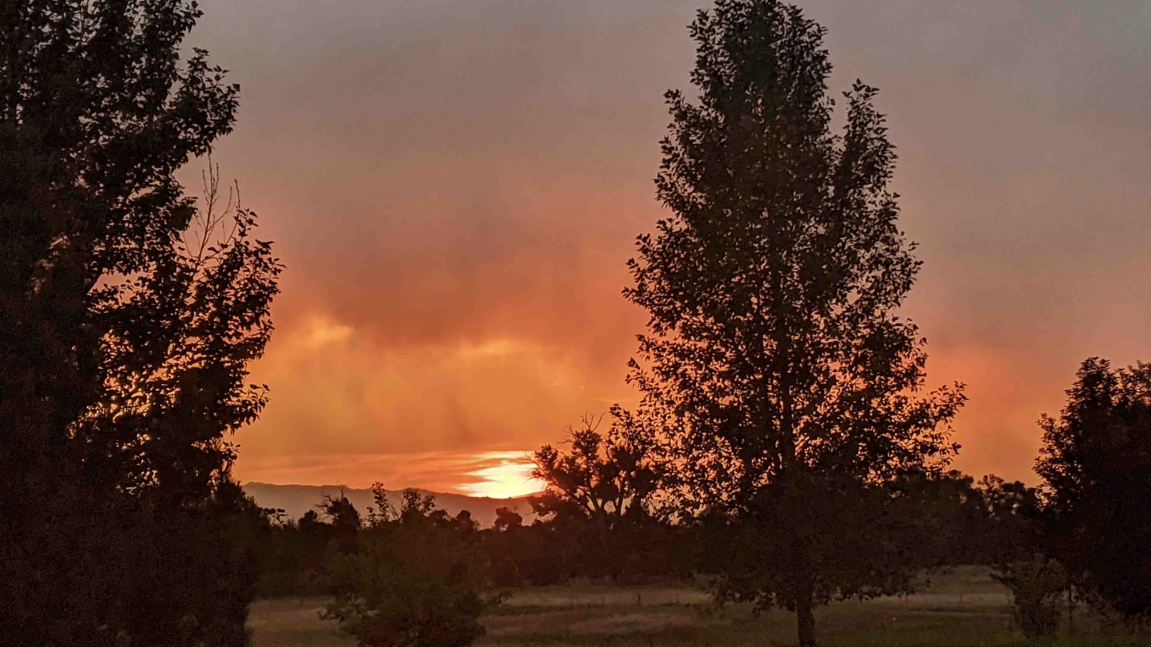 "Smoke and rain-stained sunset from our property near Buffalo. Unedited in any way."