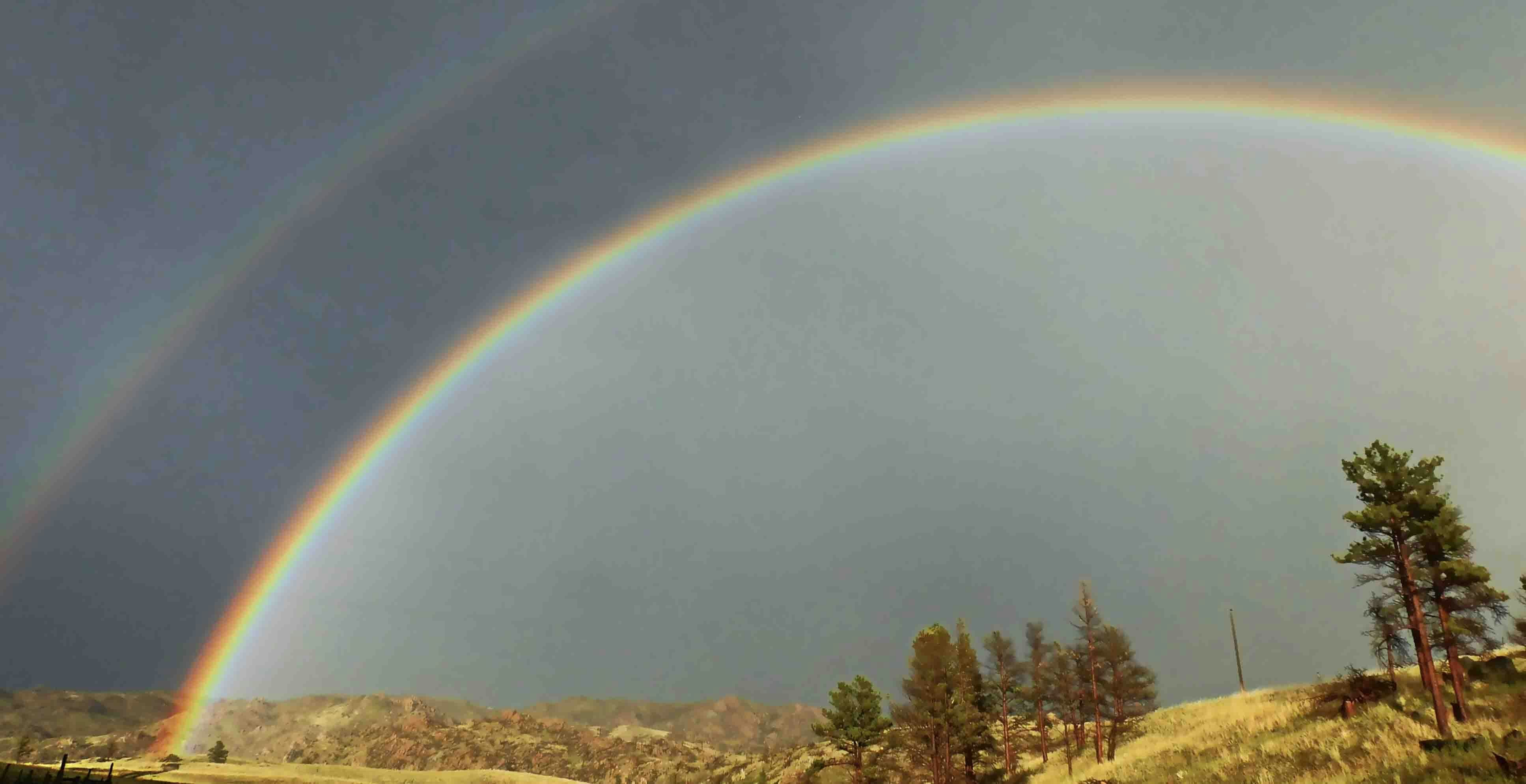 Double rainbow on Laramie Peak, August 28, 2023.
