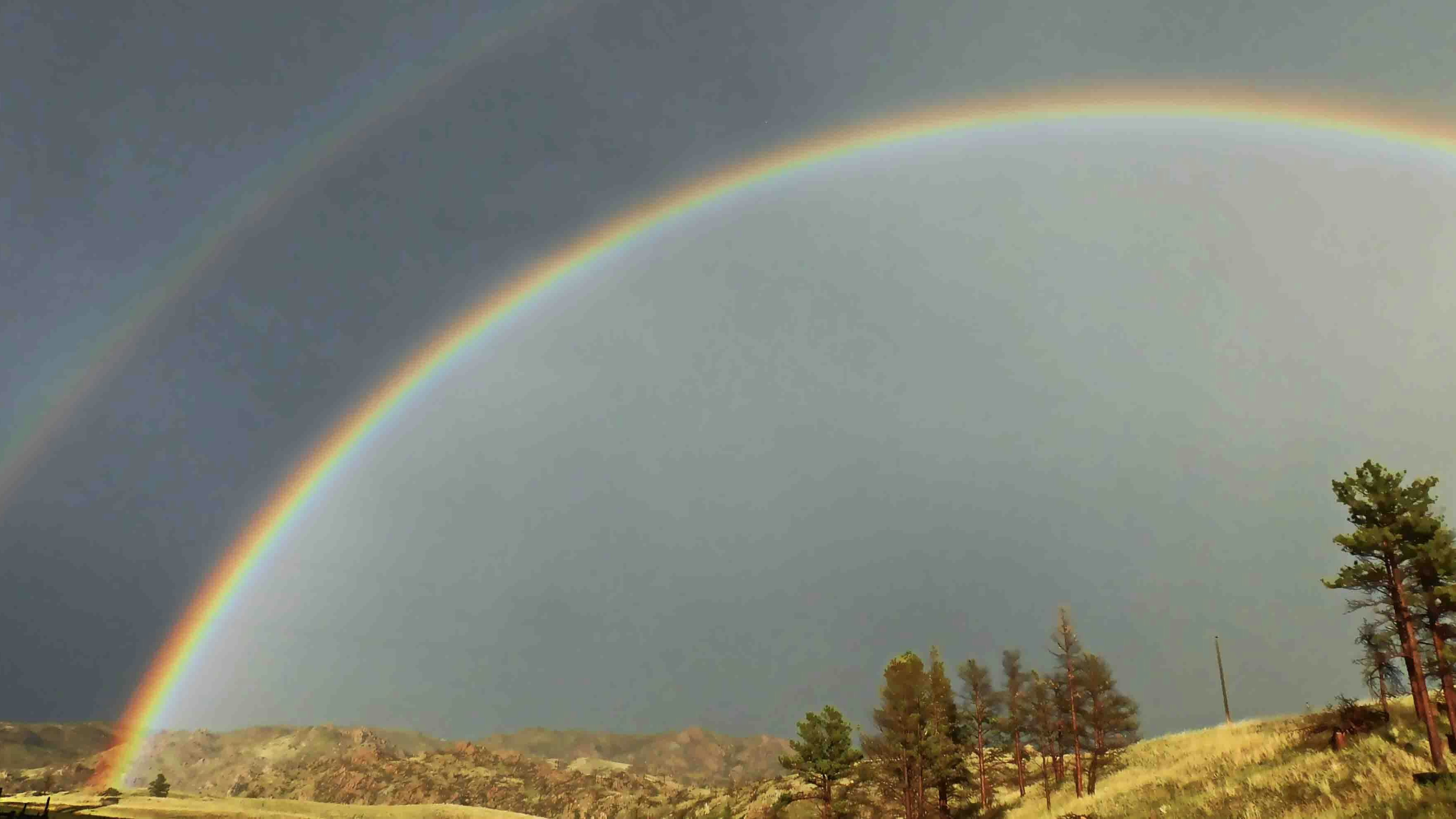Double rainbow on Laramie Peak, August 28, 2023.