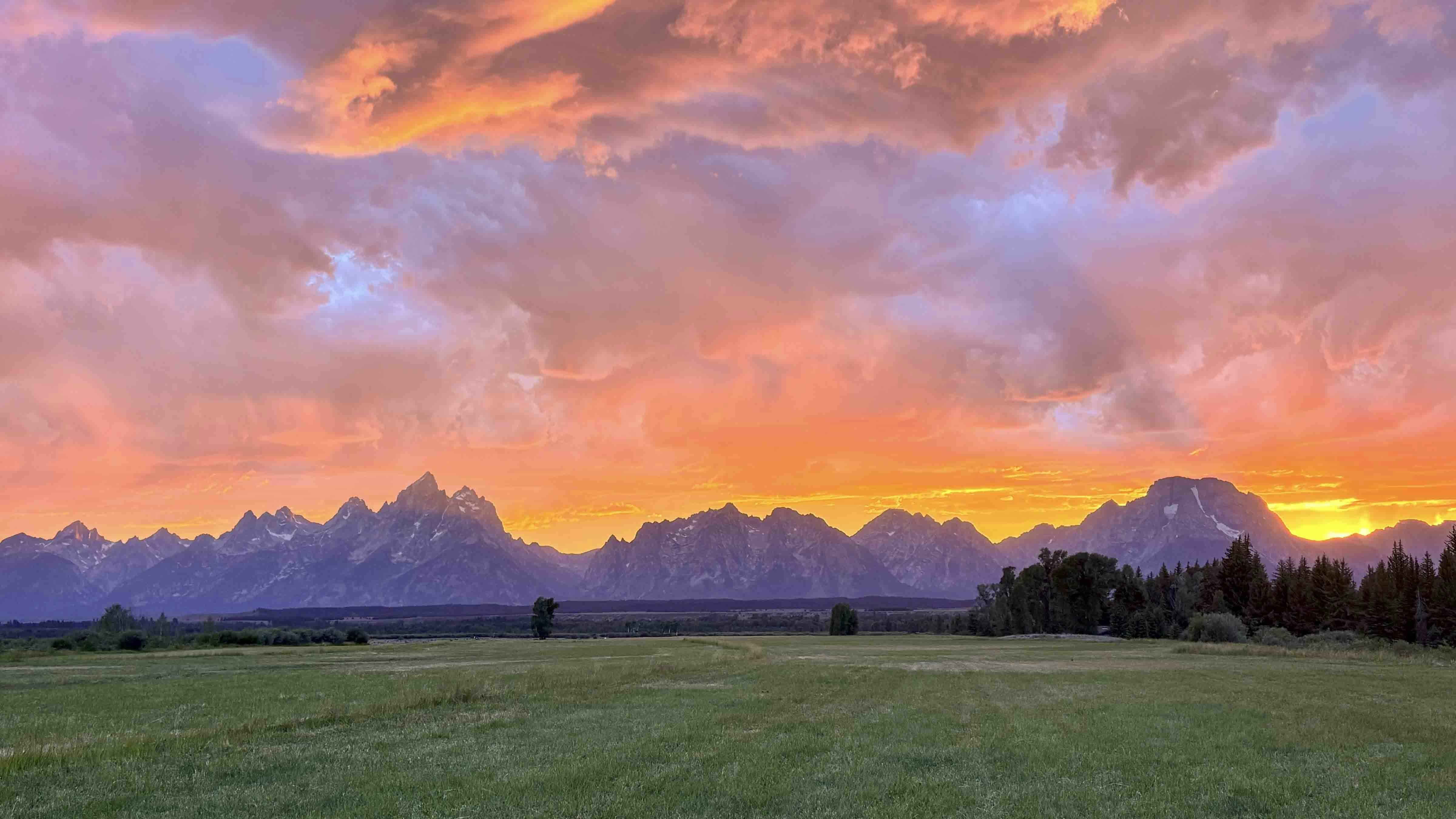 Caught this sunset from a hayfield at Moose Head Ranch last night. - Moose, Wyoming